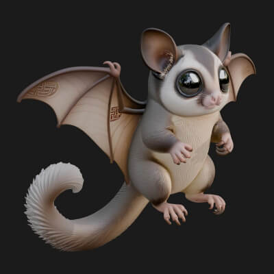 Sugar Glider Statue Design 5 3D Print Model