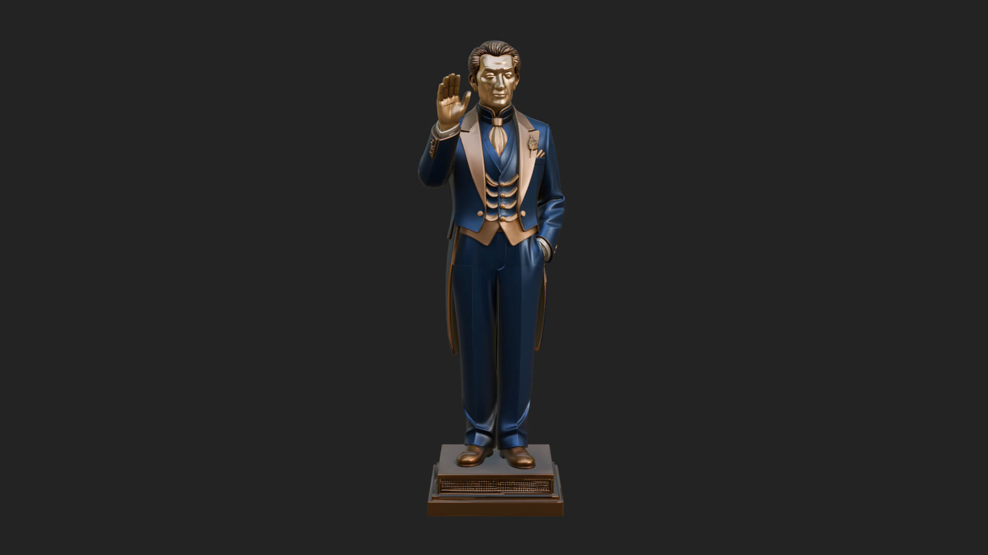 Suited Gentleman Statue Design 2 3D Print Model 3D Model