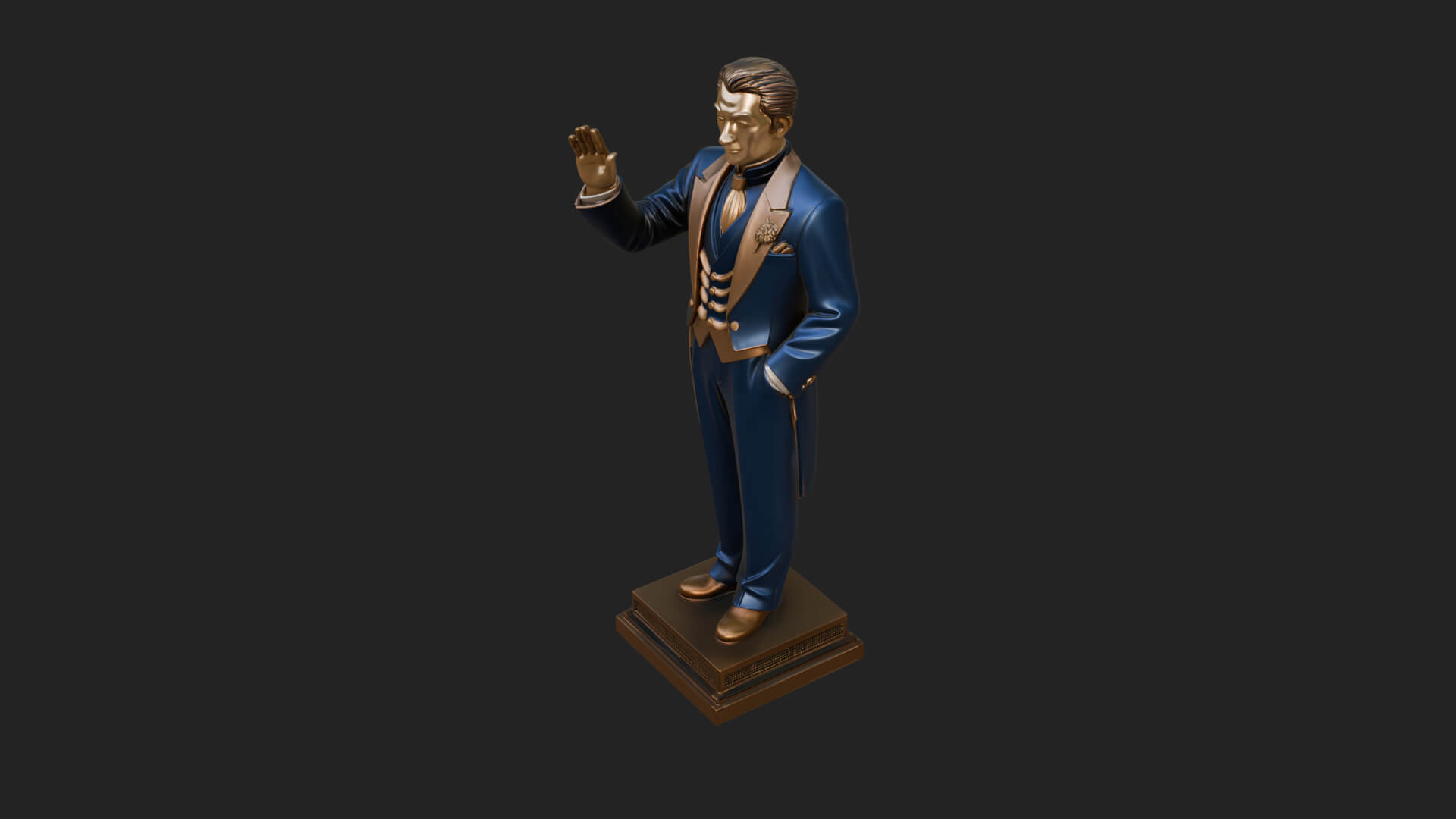 Suited Gentleman Statue Design 2 3D Print Model 3D Model