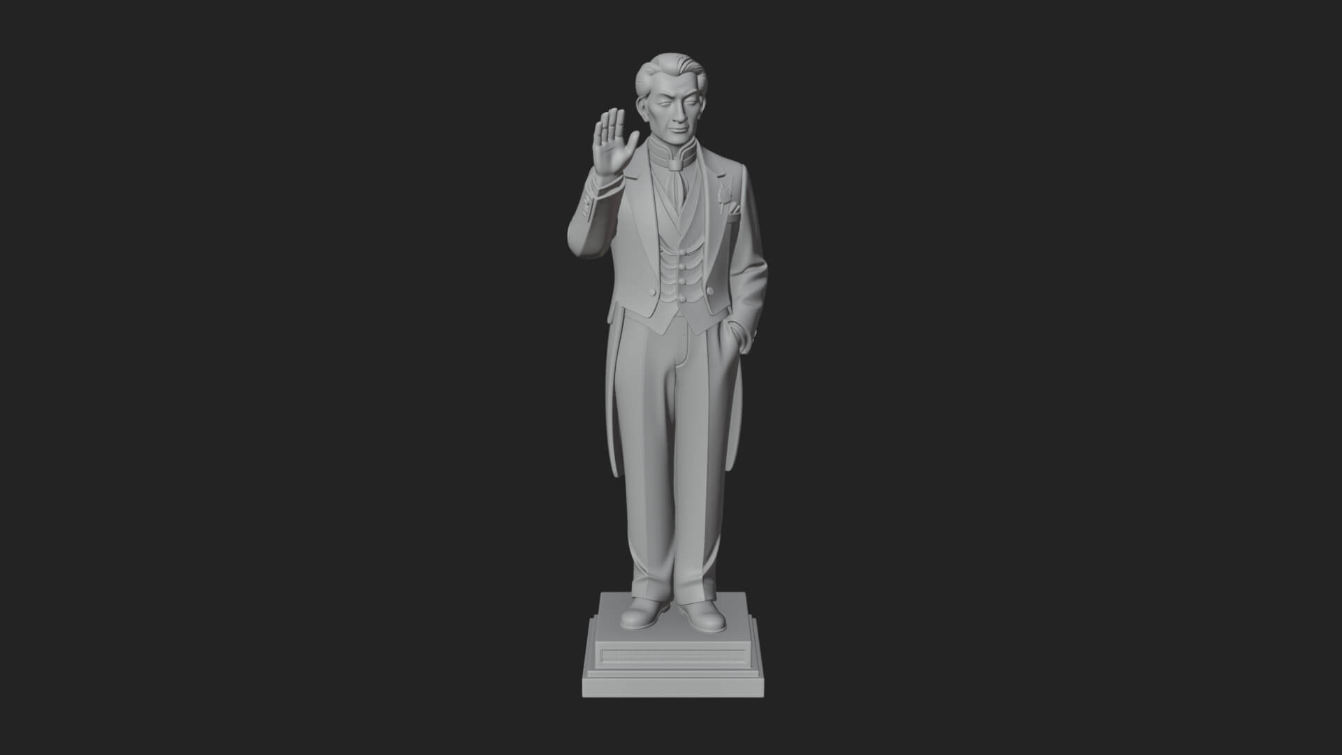 Suited Gentleman Statue Design 2 3D Print Model 3D Model