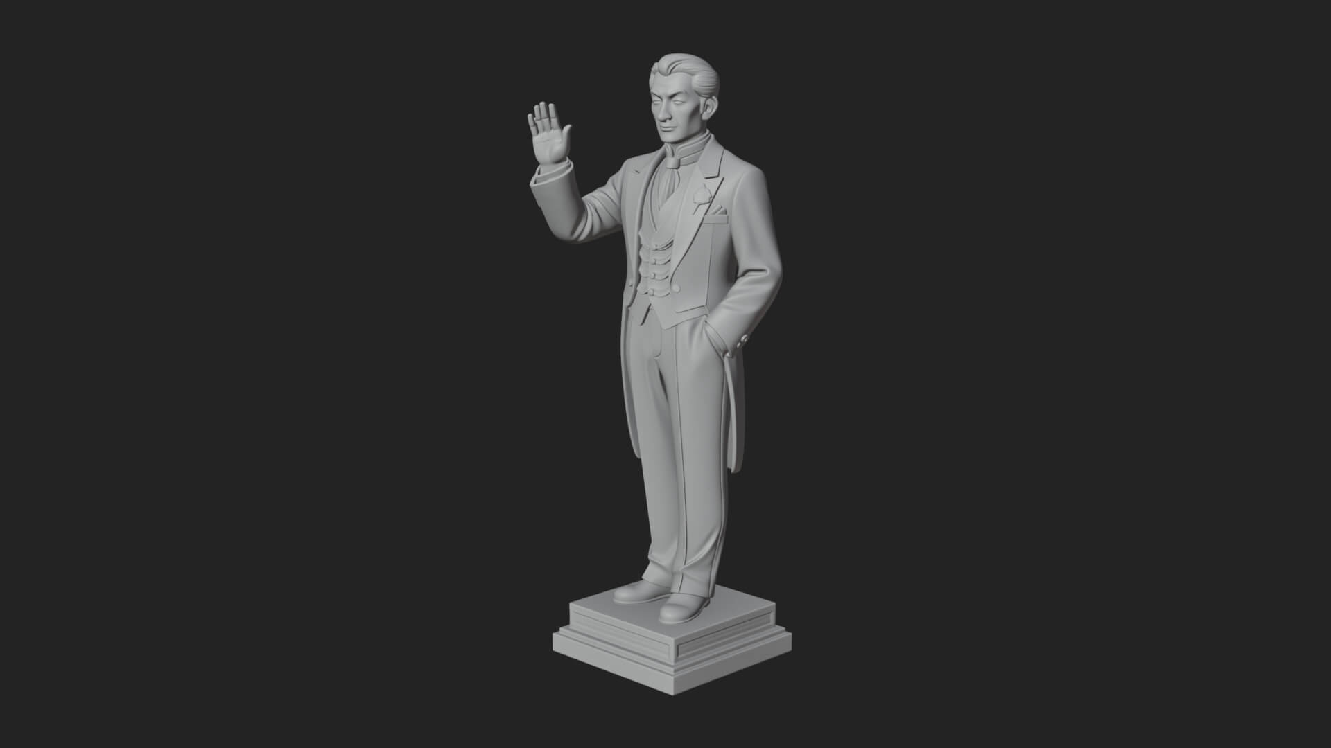 Suited Gentleman Statue Design 2 3D Print Model 3D Model