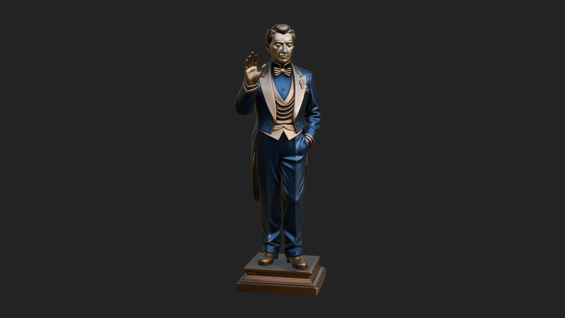 Suited Gentleman Statue Design 3 3D Print Model 3D Model