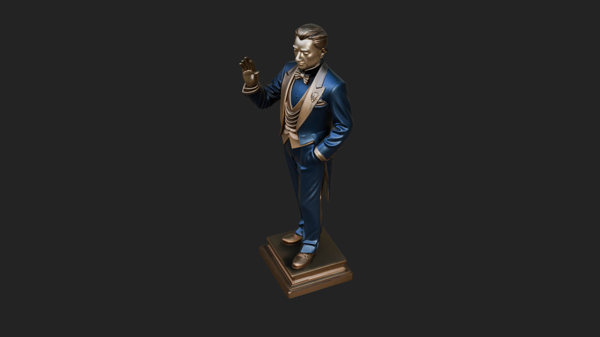 Suited Gentleman Statue Design 3 3D Print Model 3D Model