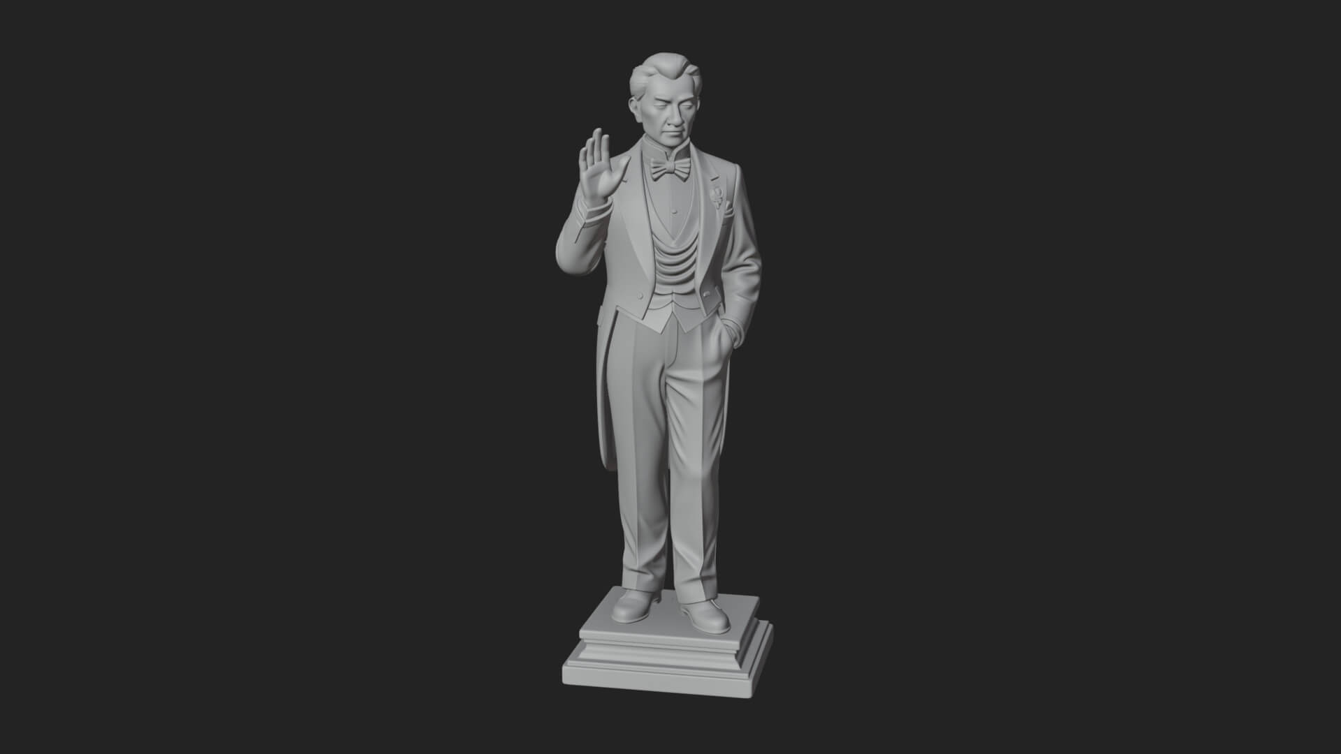 Suited Gentleman Statue Design 3 3D Print Model 3D Model