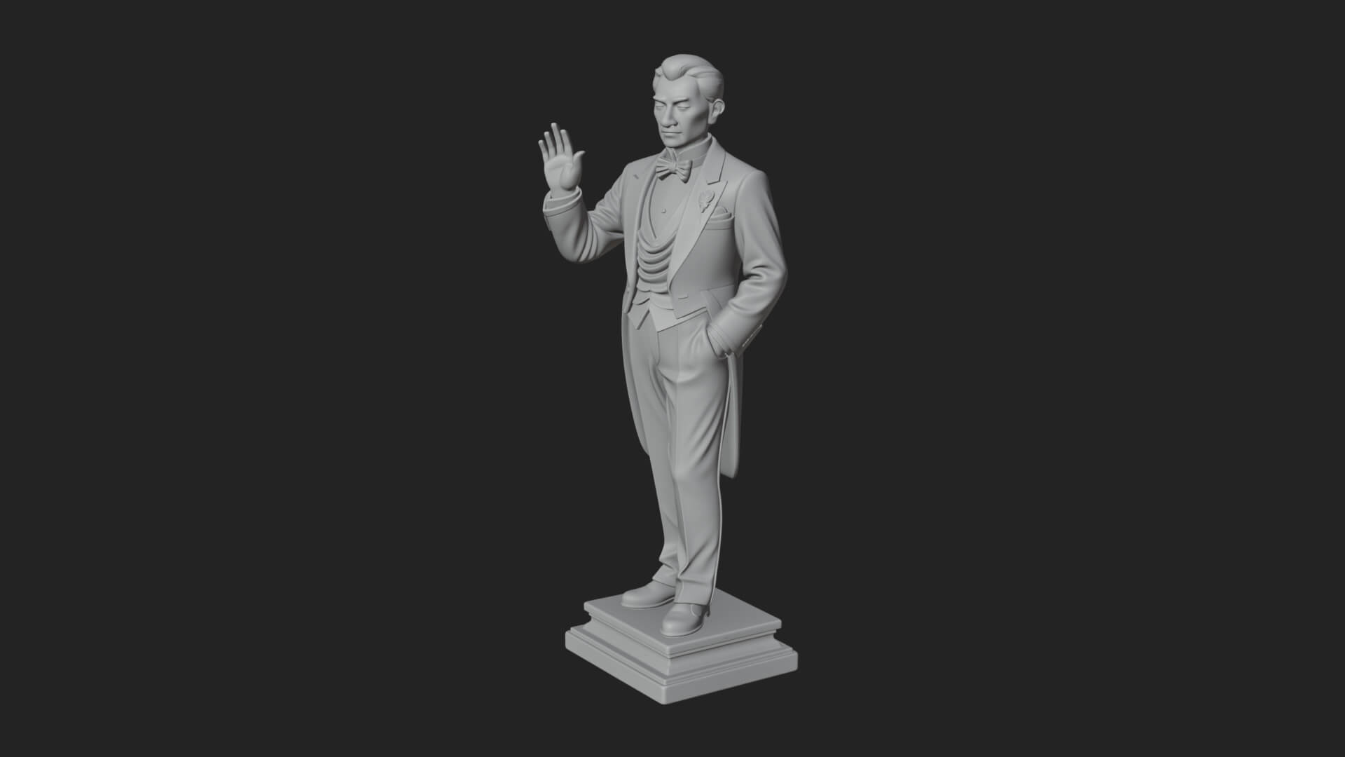 Suited Gentleman Statue Design 3 3D Print Model 3D Model
