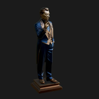 Suited Gentleman Statue Design 3 3D Print Model
