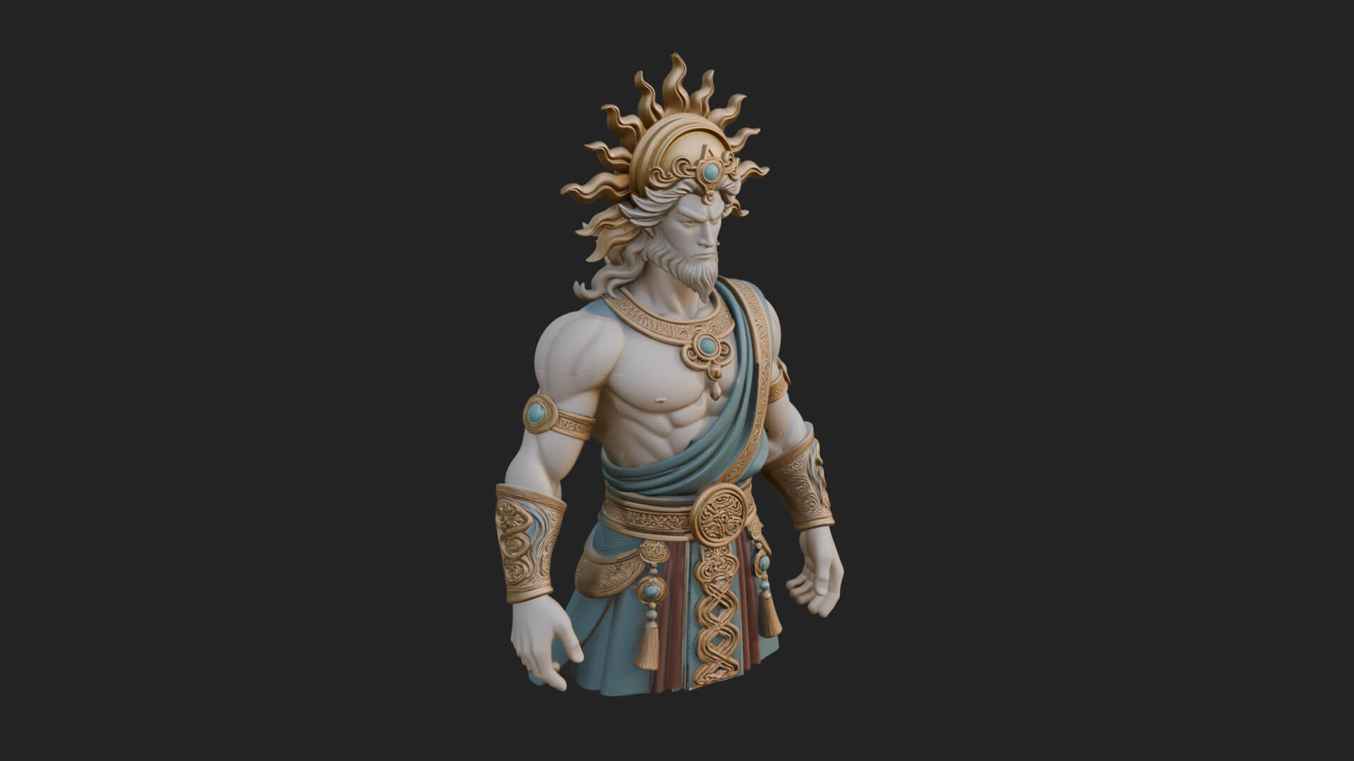 Sun Crowned God Statue Design 1 3D Print Model 3D Model