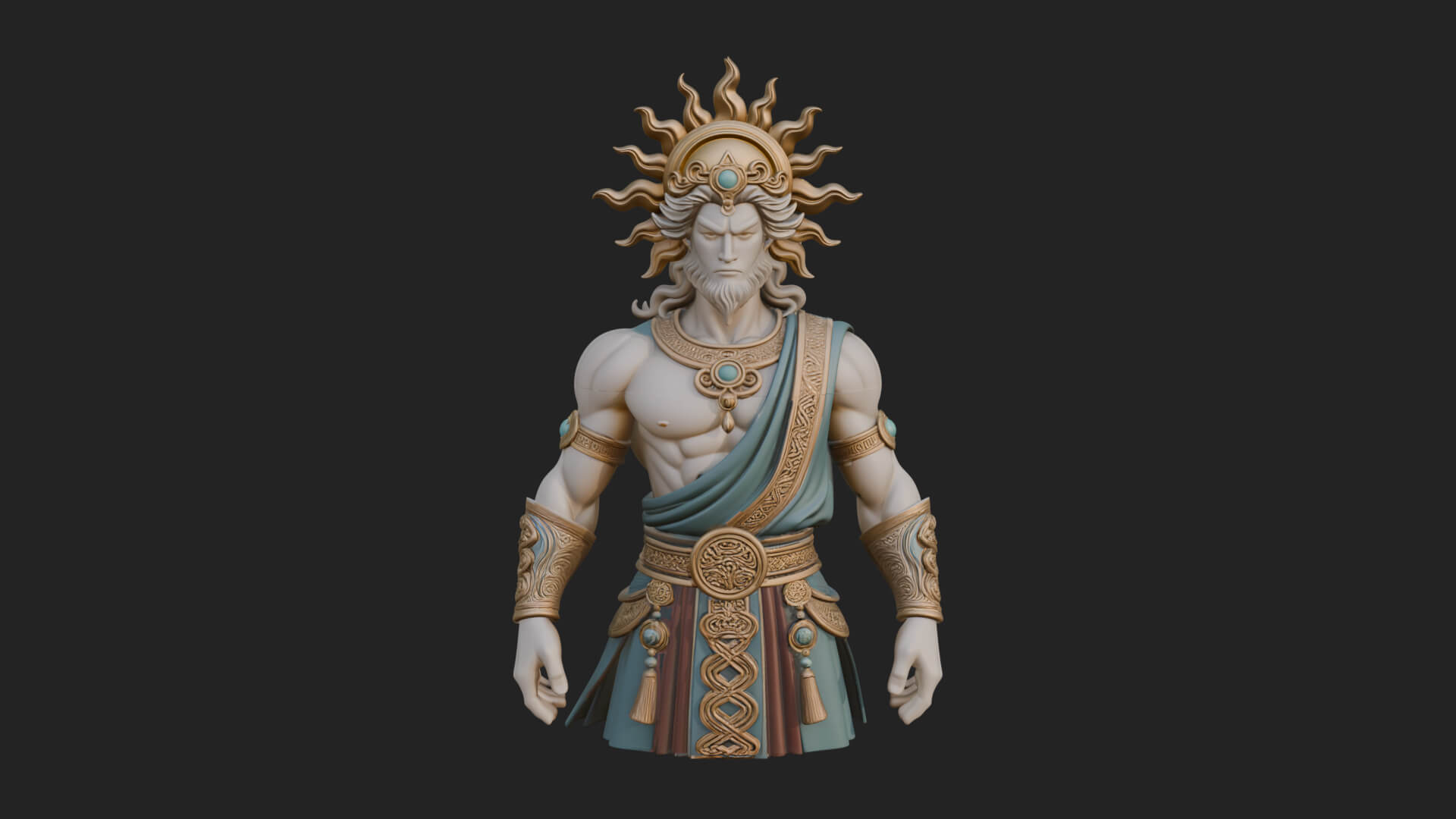 Sun Crowned God Statue Design 1 3D Print Model 3D Model