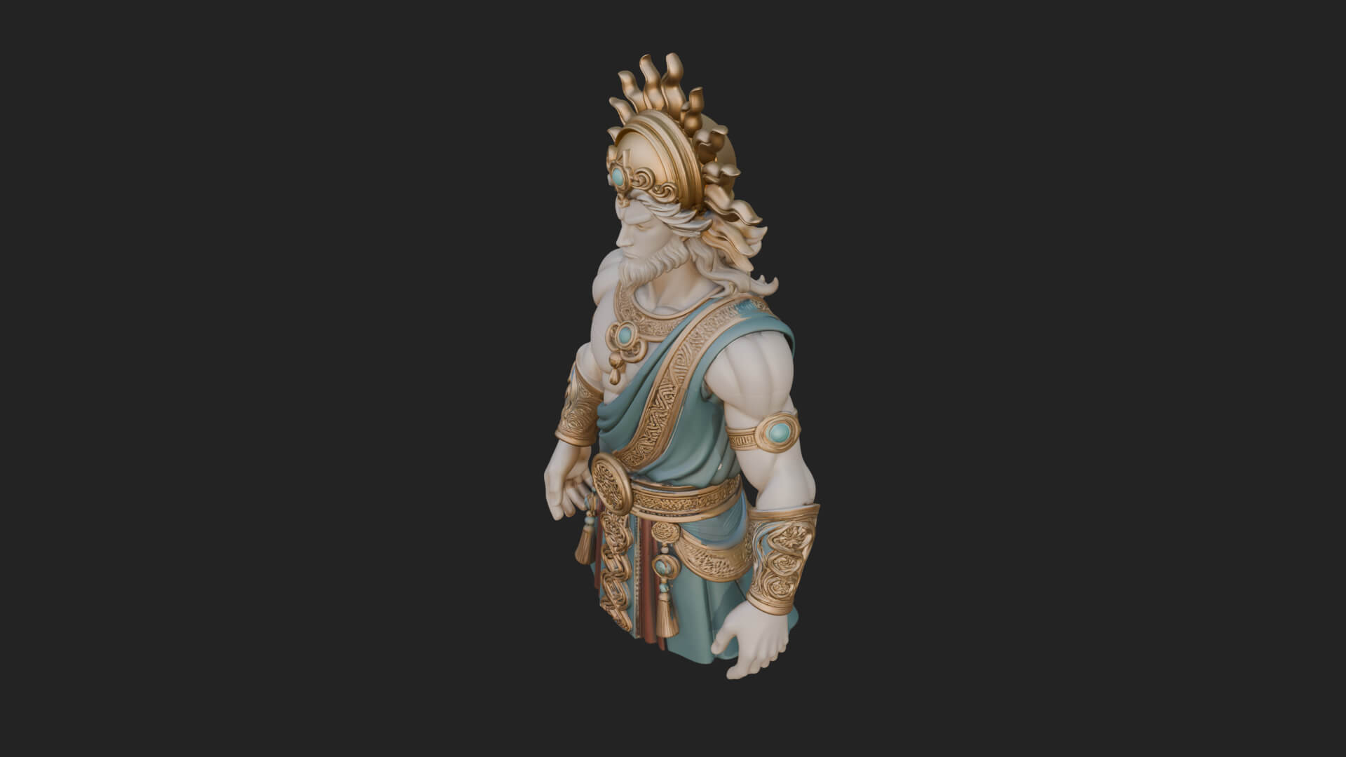 Sun Crowned God Statue Design 1 3D Print Model 3D Model