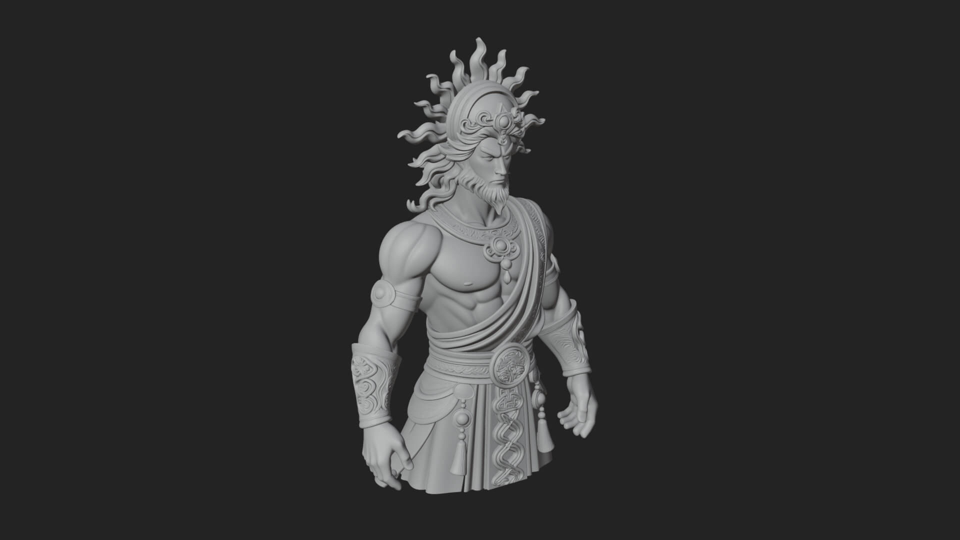 Sun Crowned God Statue Design 1 3D Print Model 3D Model