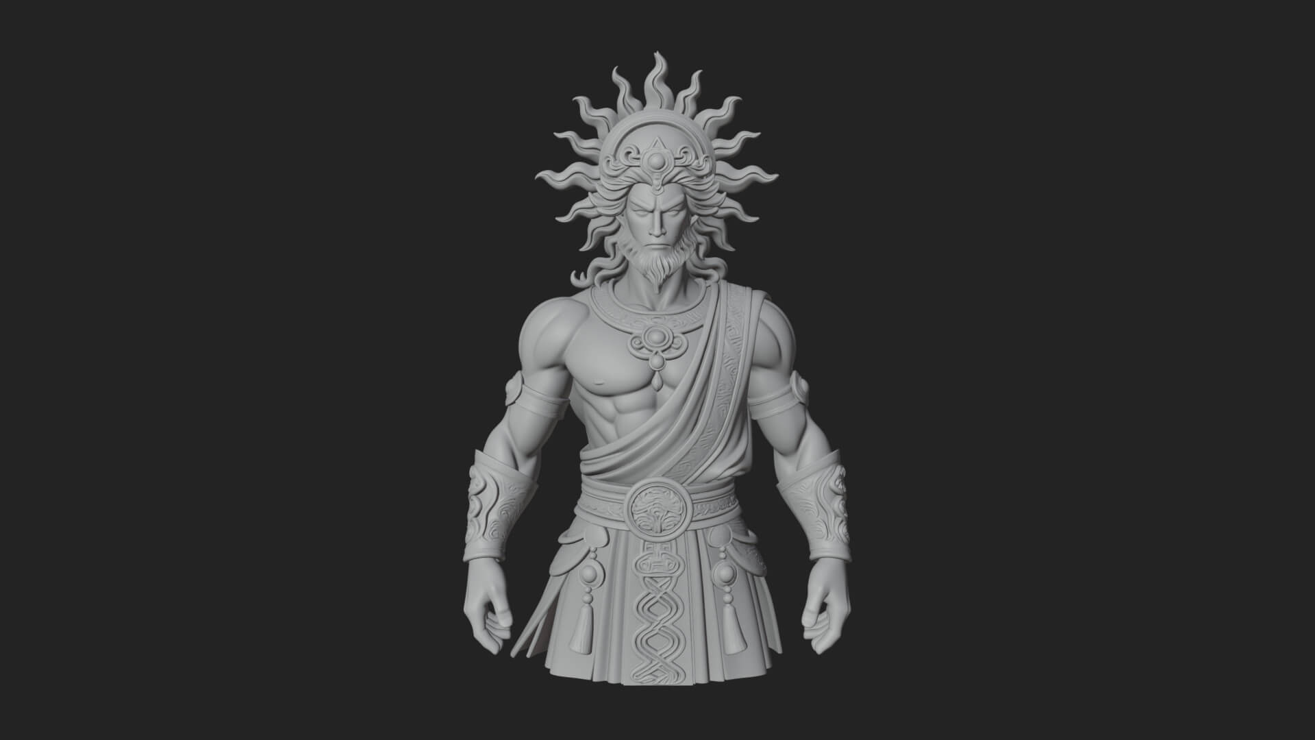 Sun Crowned God Statue Design 1 3D Print Model 3D Model
