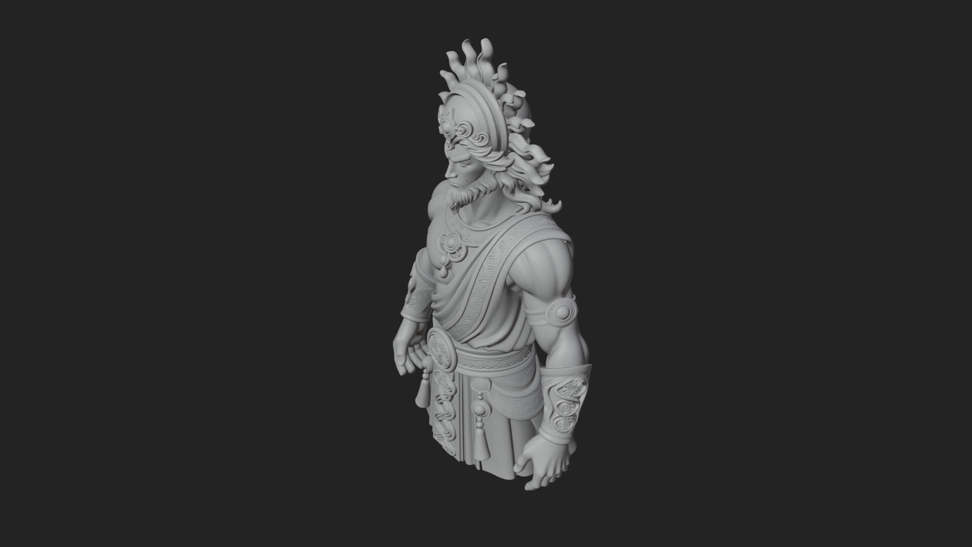 Sun Crowned God Statue Design 1 3D Print Model 3D Model