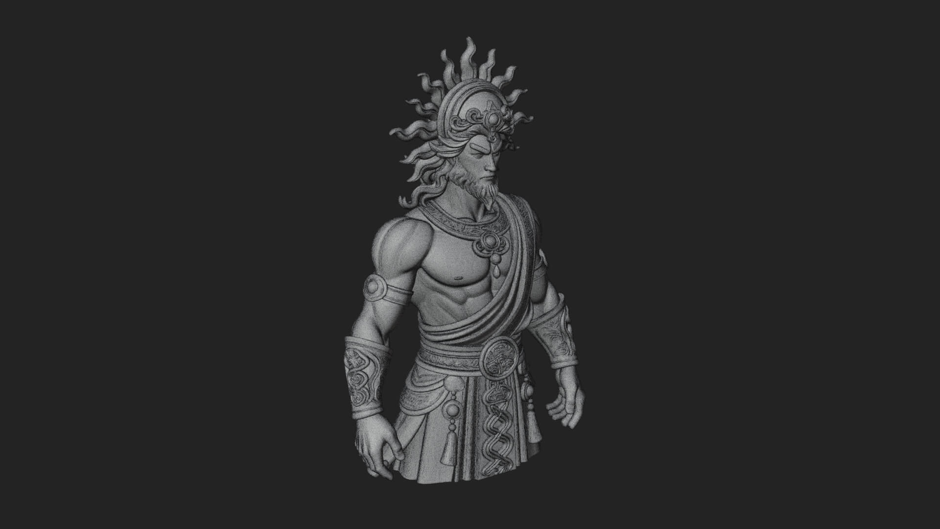 Sun Crowned God Statue Design 1 3D Print Model 3D Model