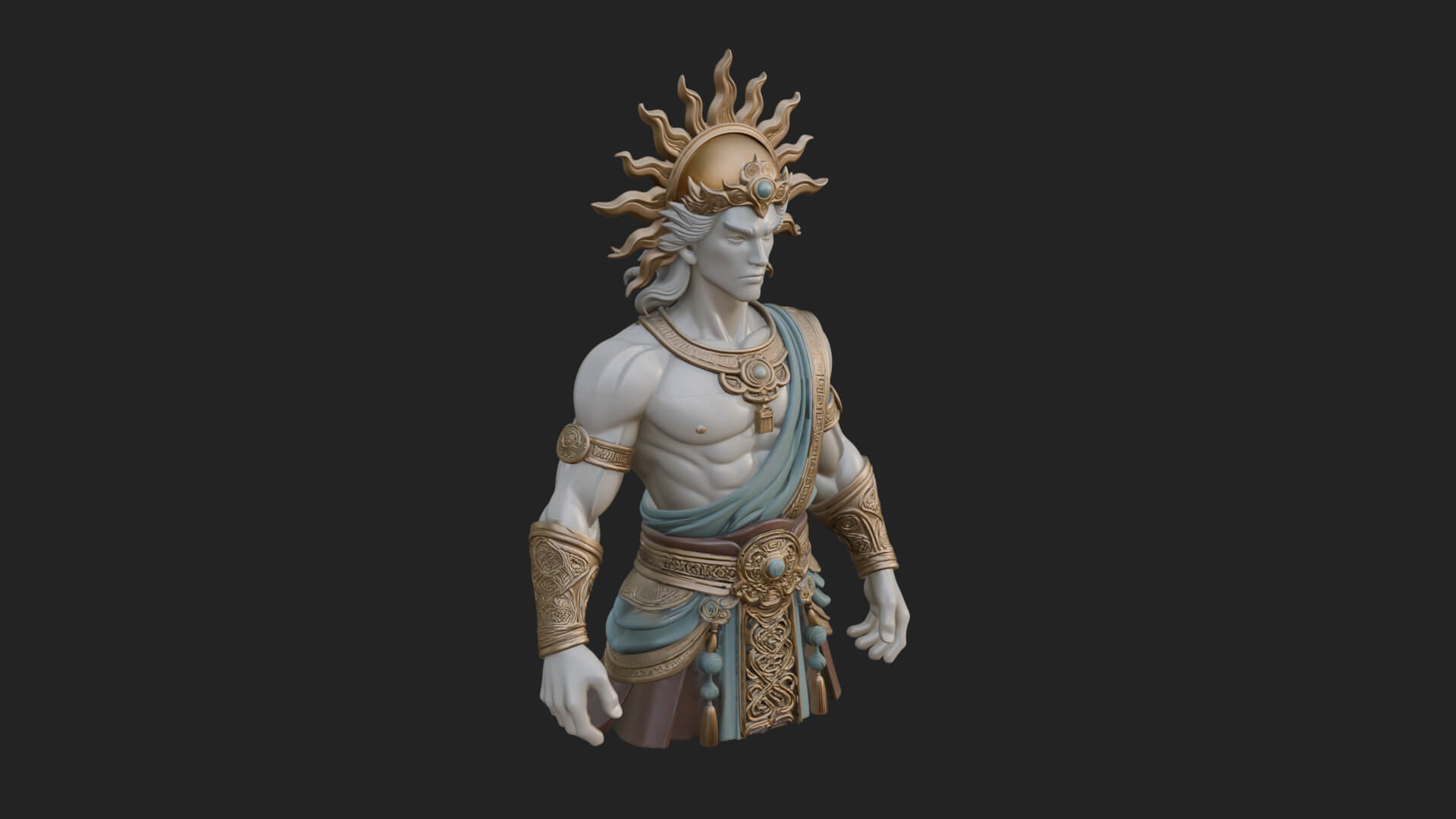 Sun Crowned God Statue Design 2 3D Print Model 3D Model