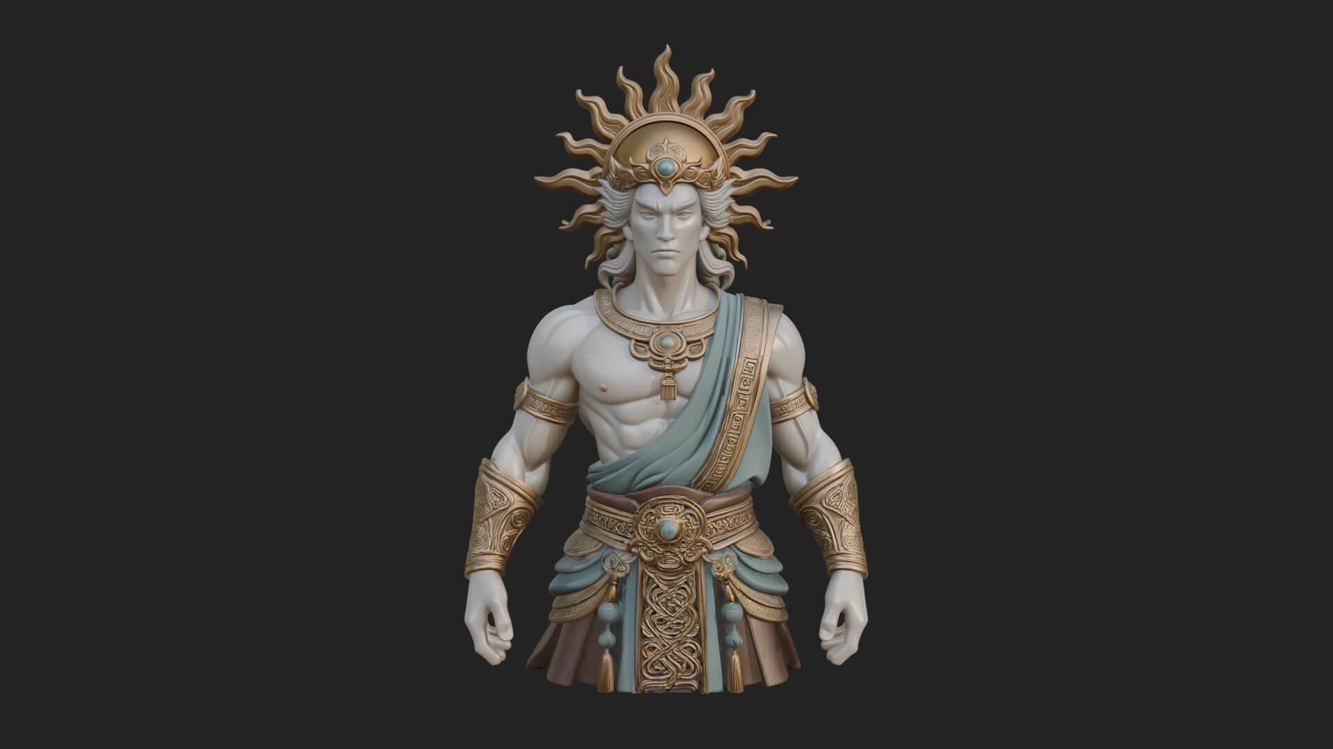 Sun Crowned God Statue Design 2 3D Print Model 3D Model