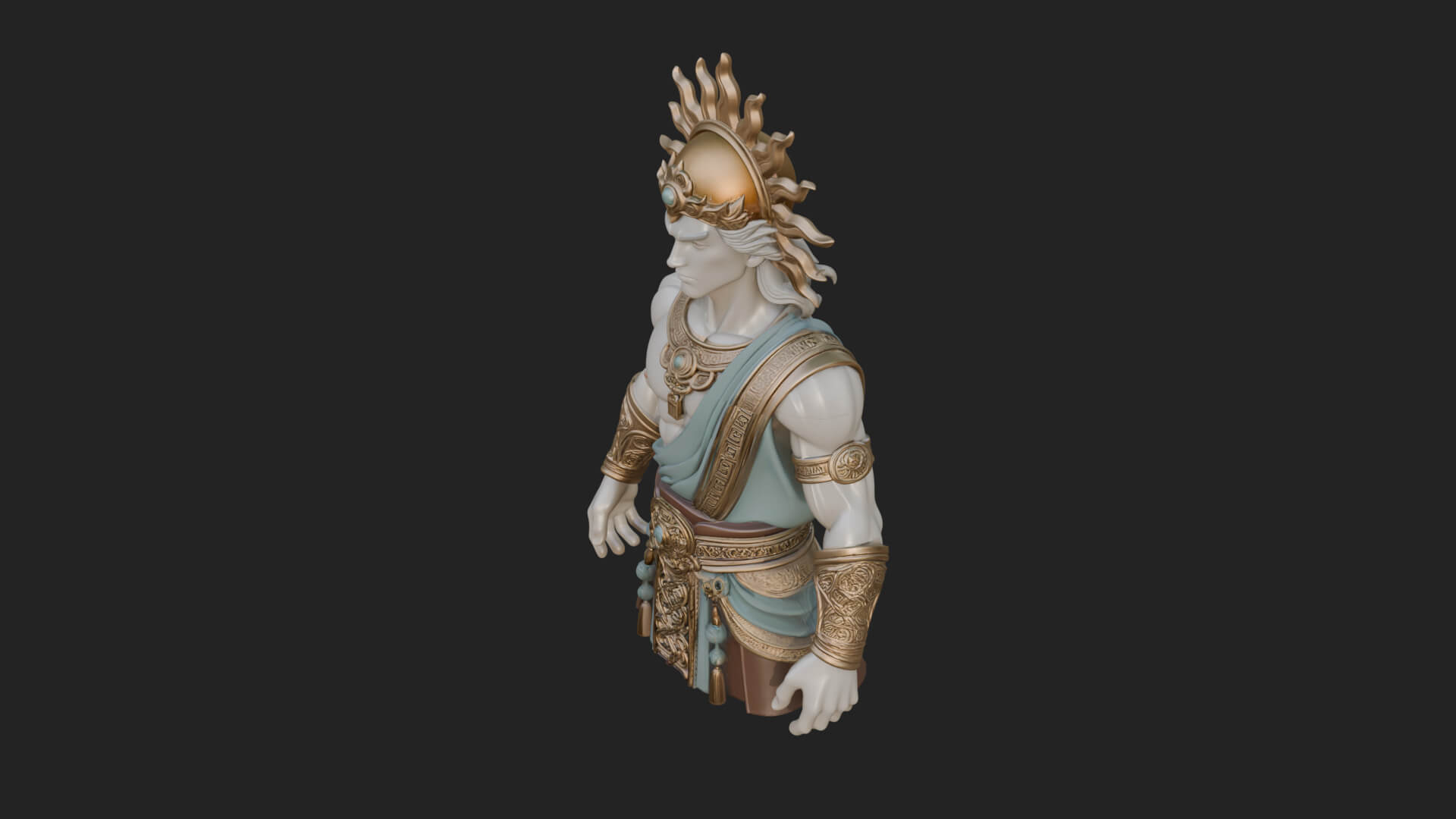 Sun Crowned God Statue Design 2 3D Print Model 3D Model