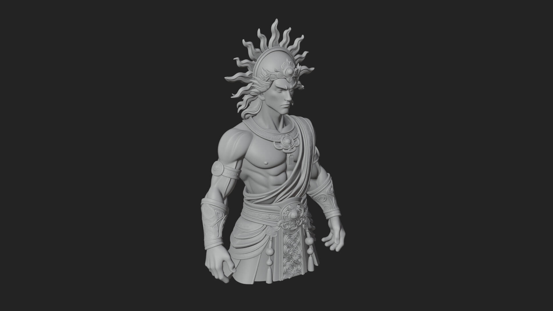 Sun Crowned God Statue Design 2 3D Print Model 3D Model