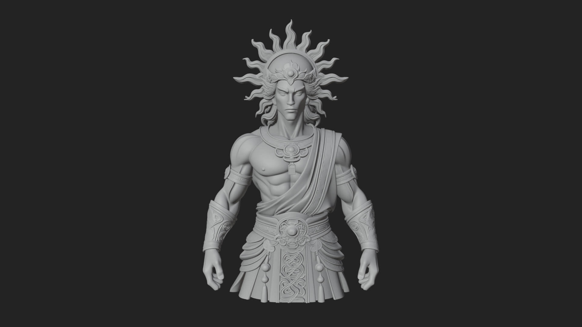 Sun Crowned God Statue Design 2 3D Print Model 3D Model