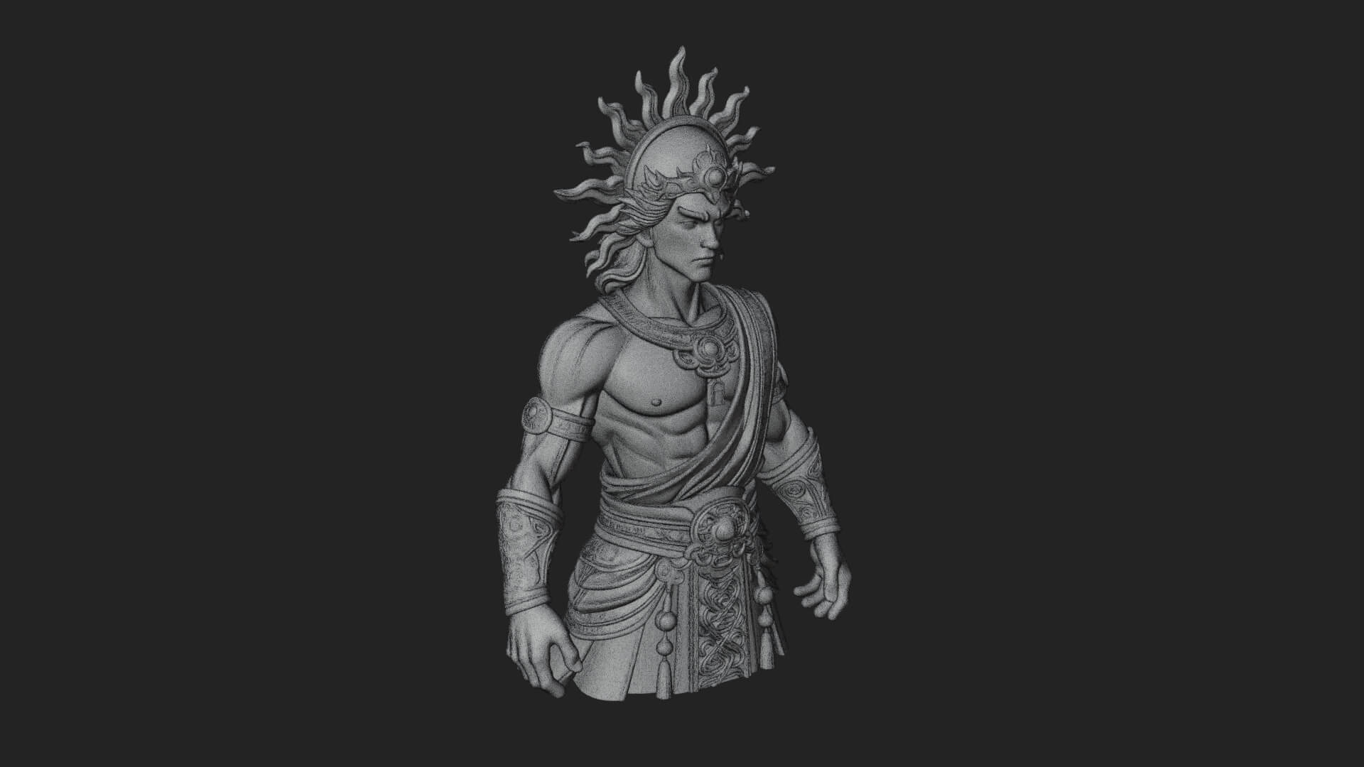 Sun Crowned God Statue Design 2 3D Print Model 3D Model
