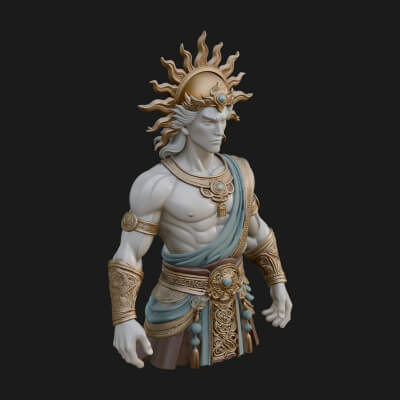 Sun Crowned God Statue Design 2 3D Print Model