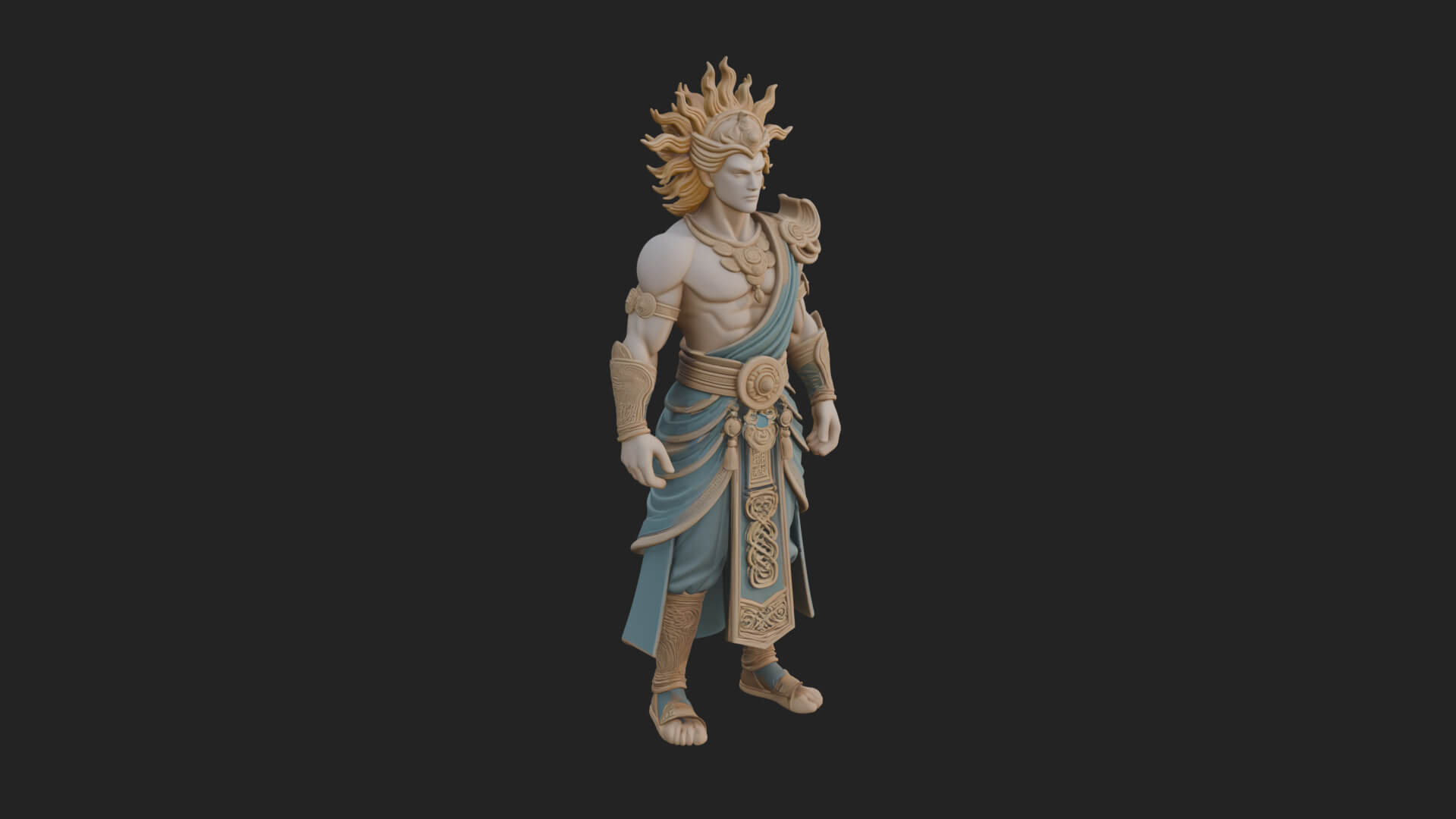 Sun Crowned God Statue Design 3 3D Print Model 3D Model