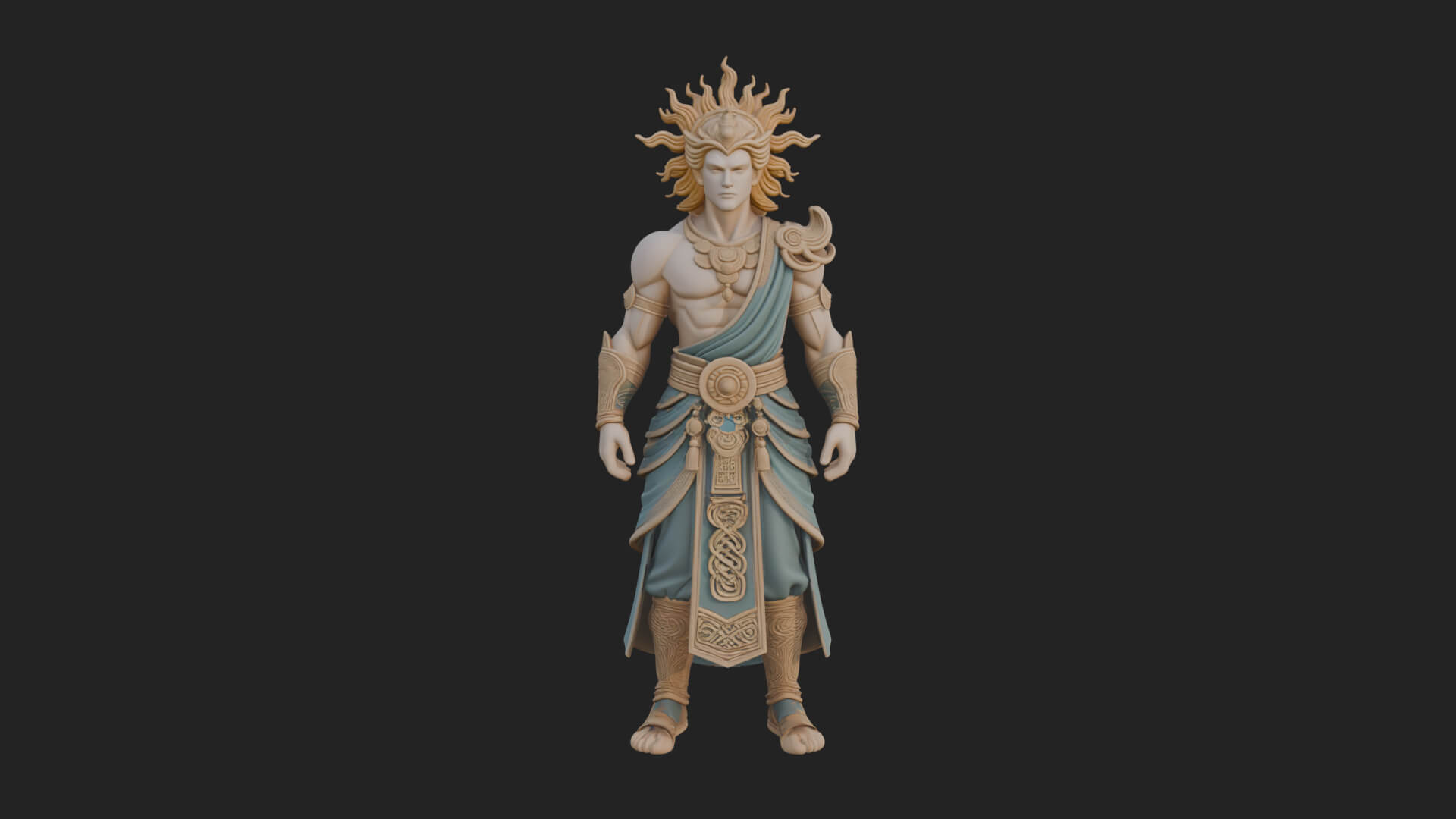 Sun Crowned God Statue Design 3 3D Print Model 3D Model