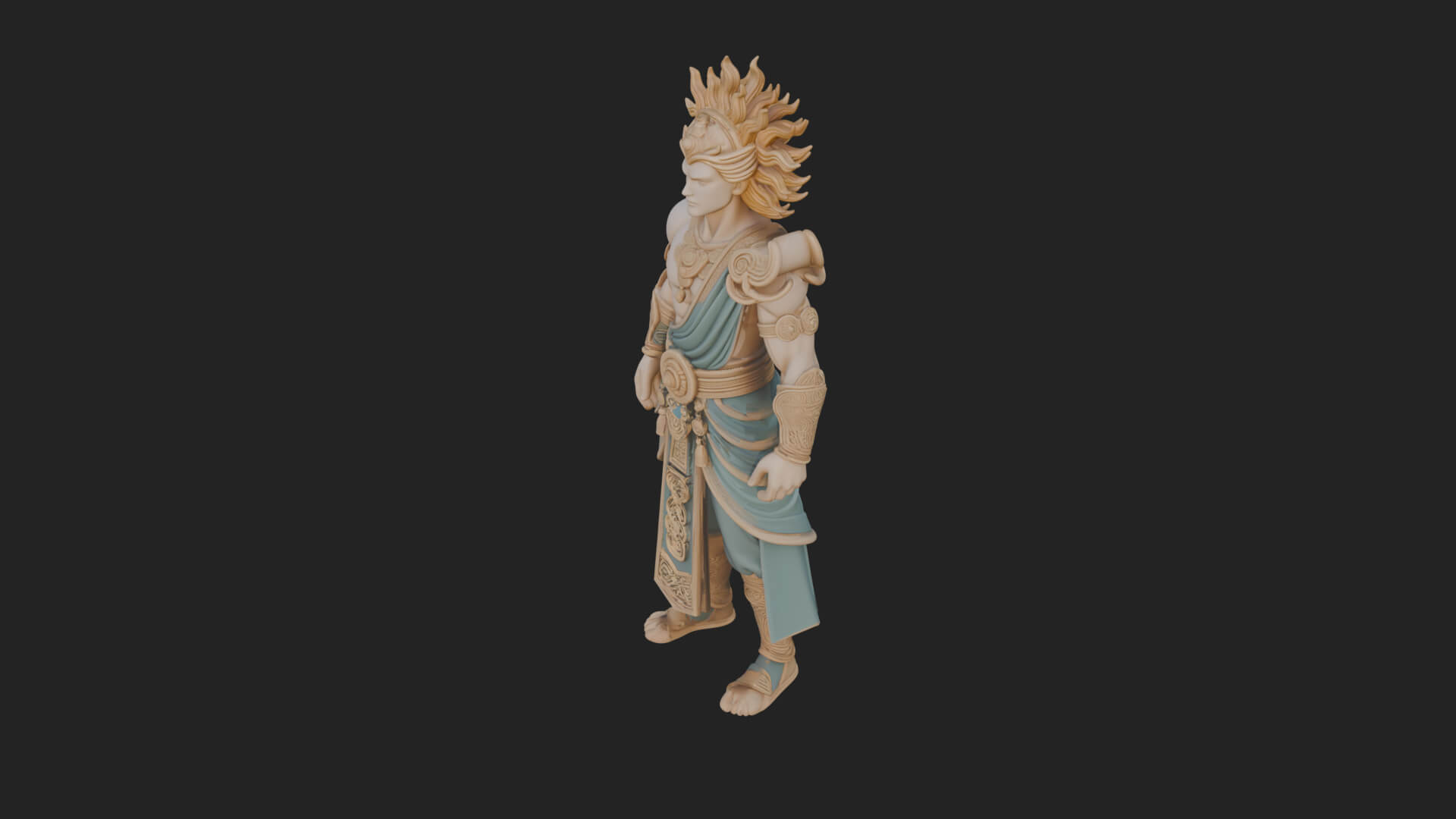Sun Crowned God Statue Design 3 3D Print Model 3D Model