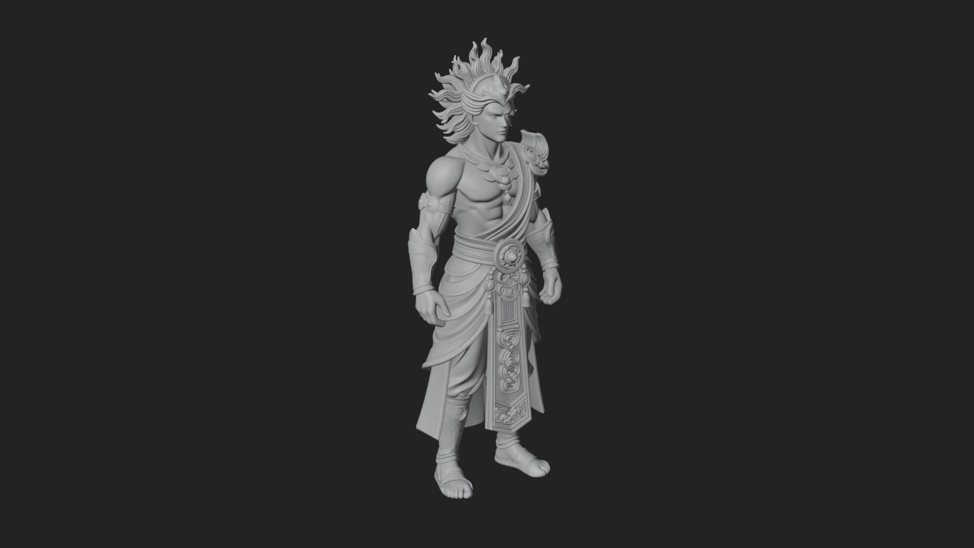 Sun Crowned God Statue Design 3 3D Print Model 3D Model
