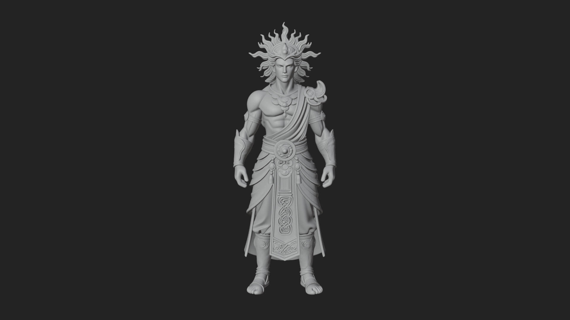 Sun Crowned God Statue Design 3 3D Print Model 3D Model