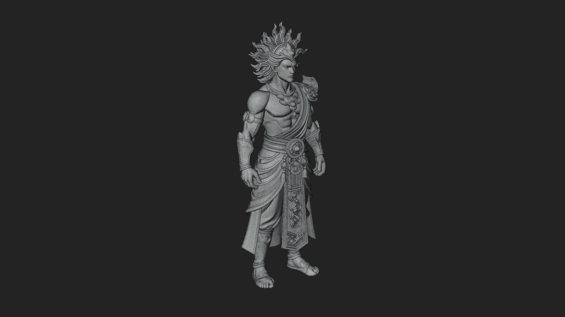 Sun Crowned God Statue Design 3 3D Print Model 3D Model