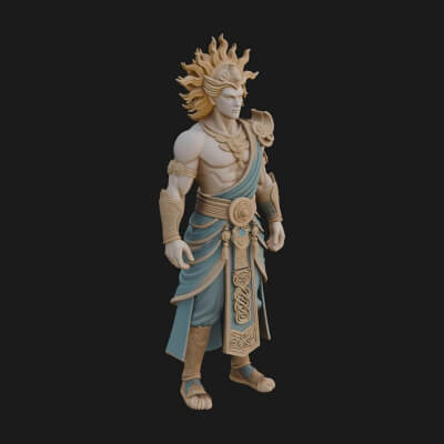 Sun Crowned God Statue Design 3 3D Print Model