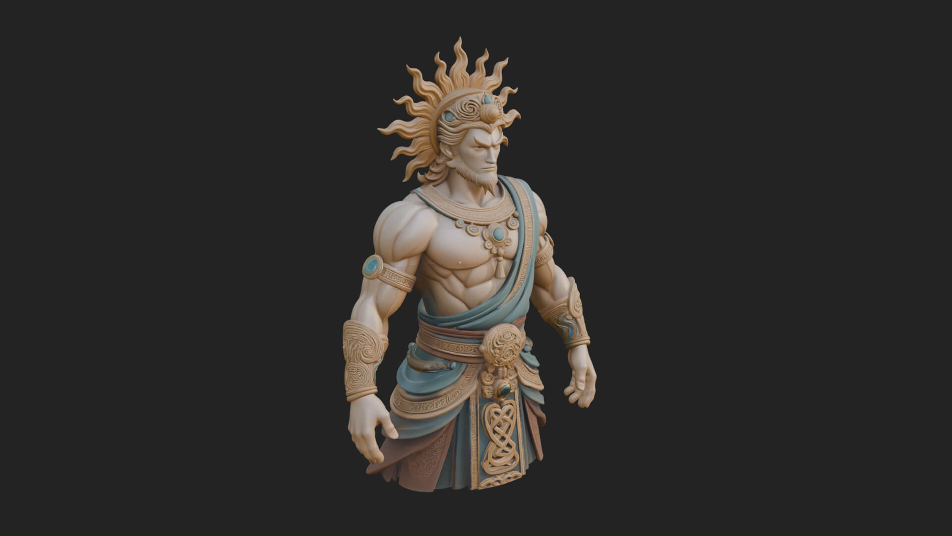 Sun Crowned God Statue Design 4 3D Print Model 3D Model