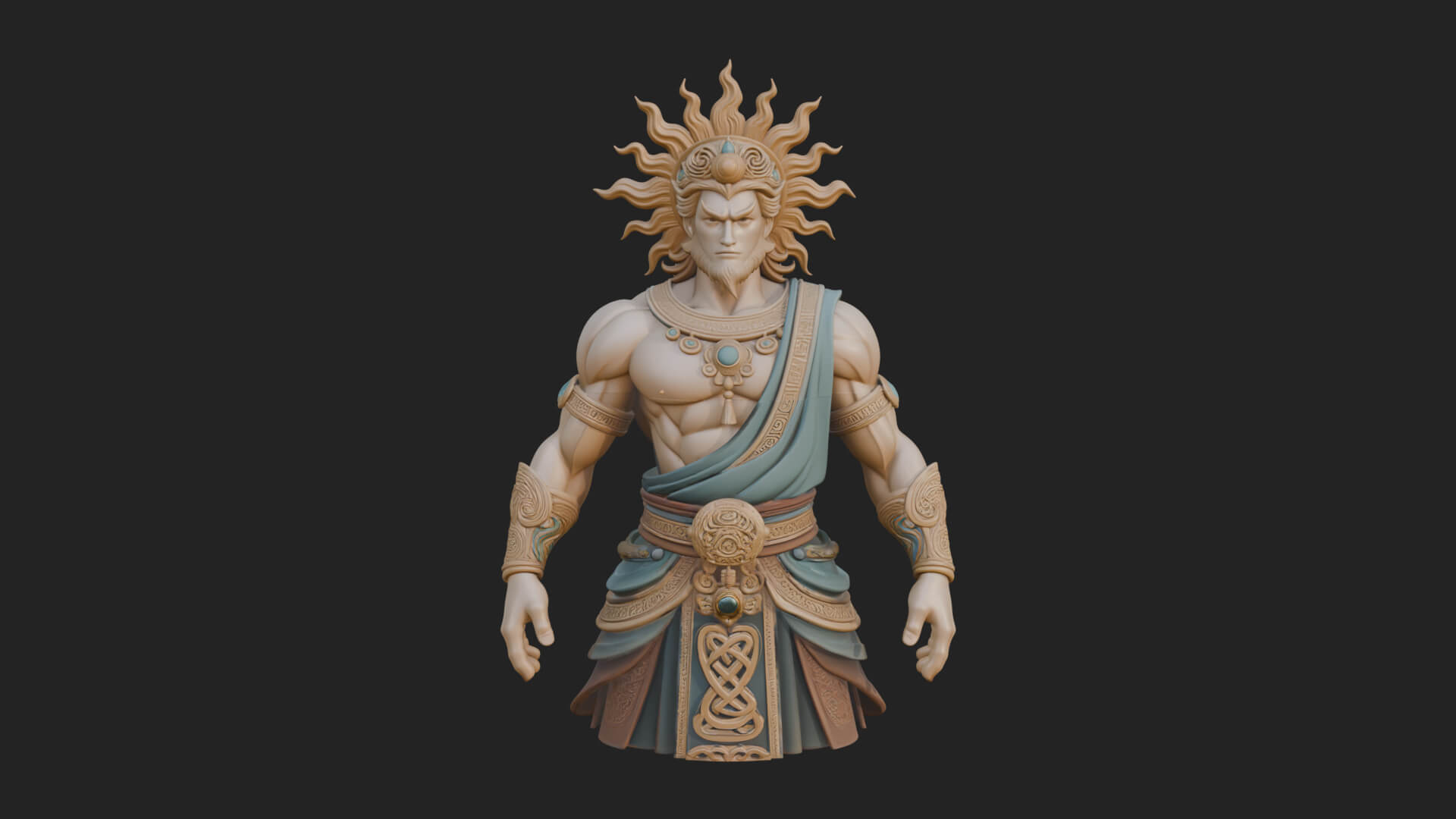 Sun Crowned God Statue Design 4 3D Print Model 3D Model
