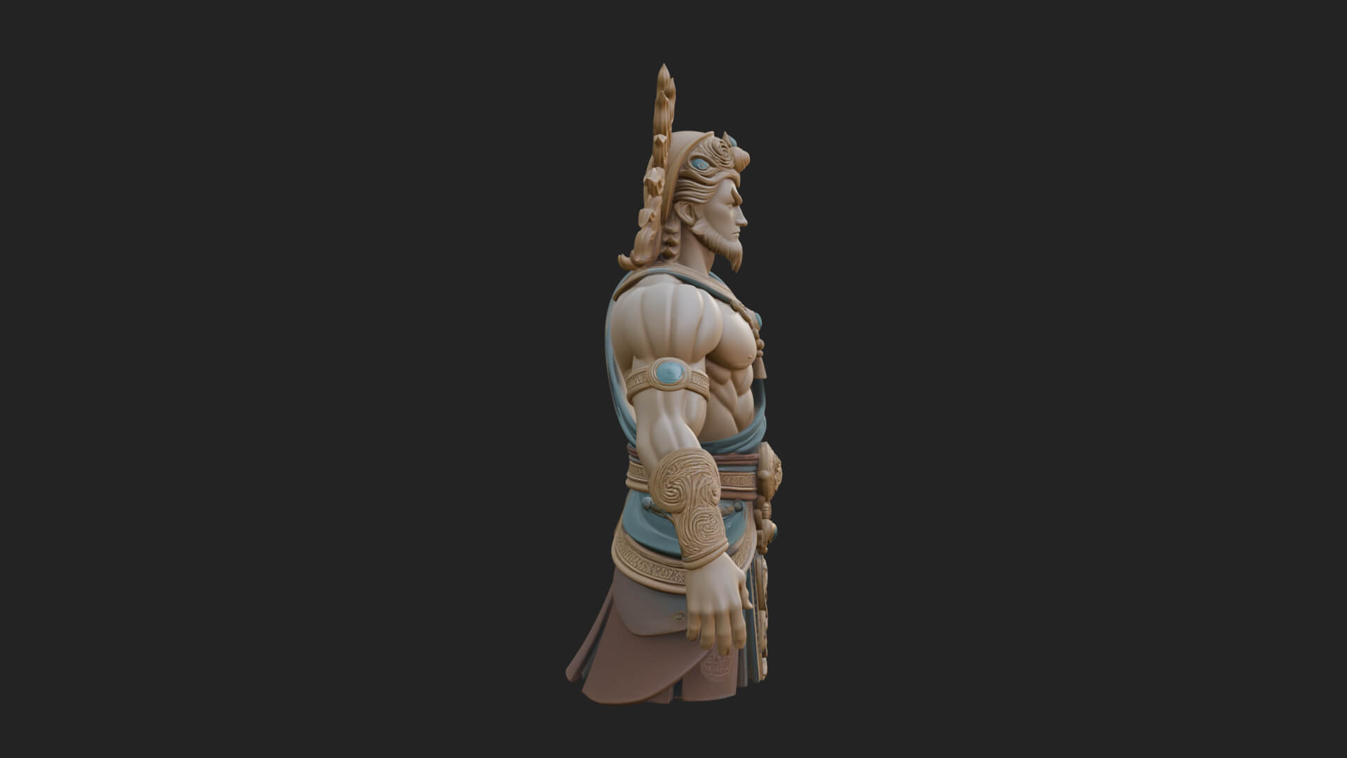 Sun Crowned God Statue Design 4 3D Print Model 3D Model