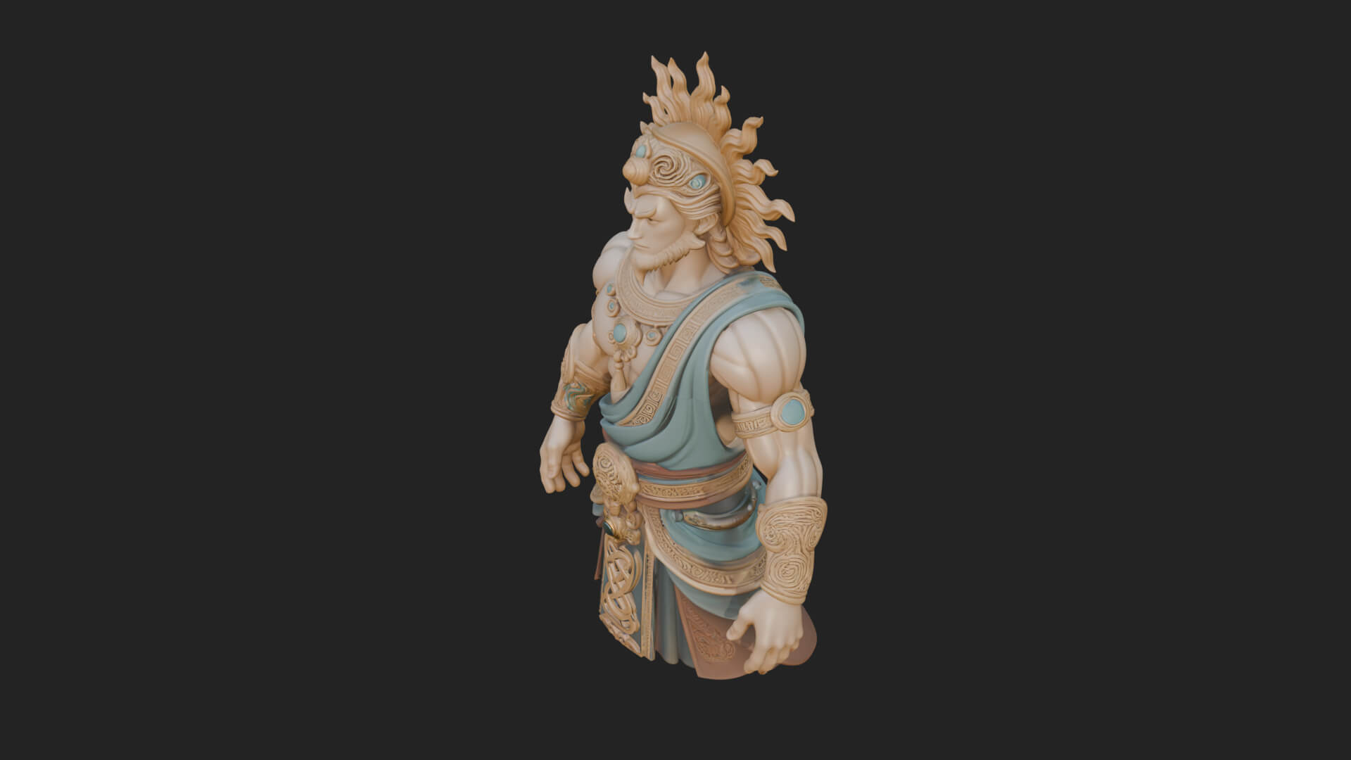 Sun Crowned God Statue Design 4 3D Print Model 3D Model