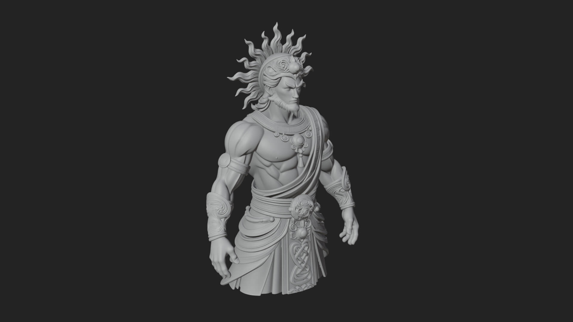 Sun Crowned God Statue Design 4 3D Print Model 3D Model