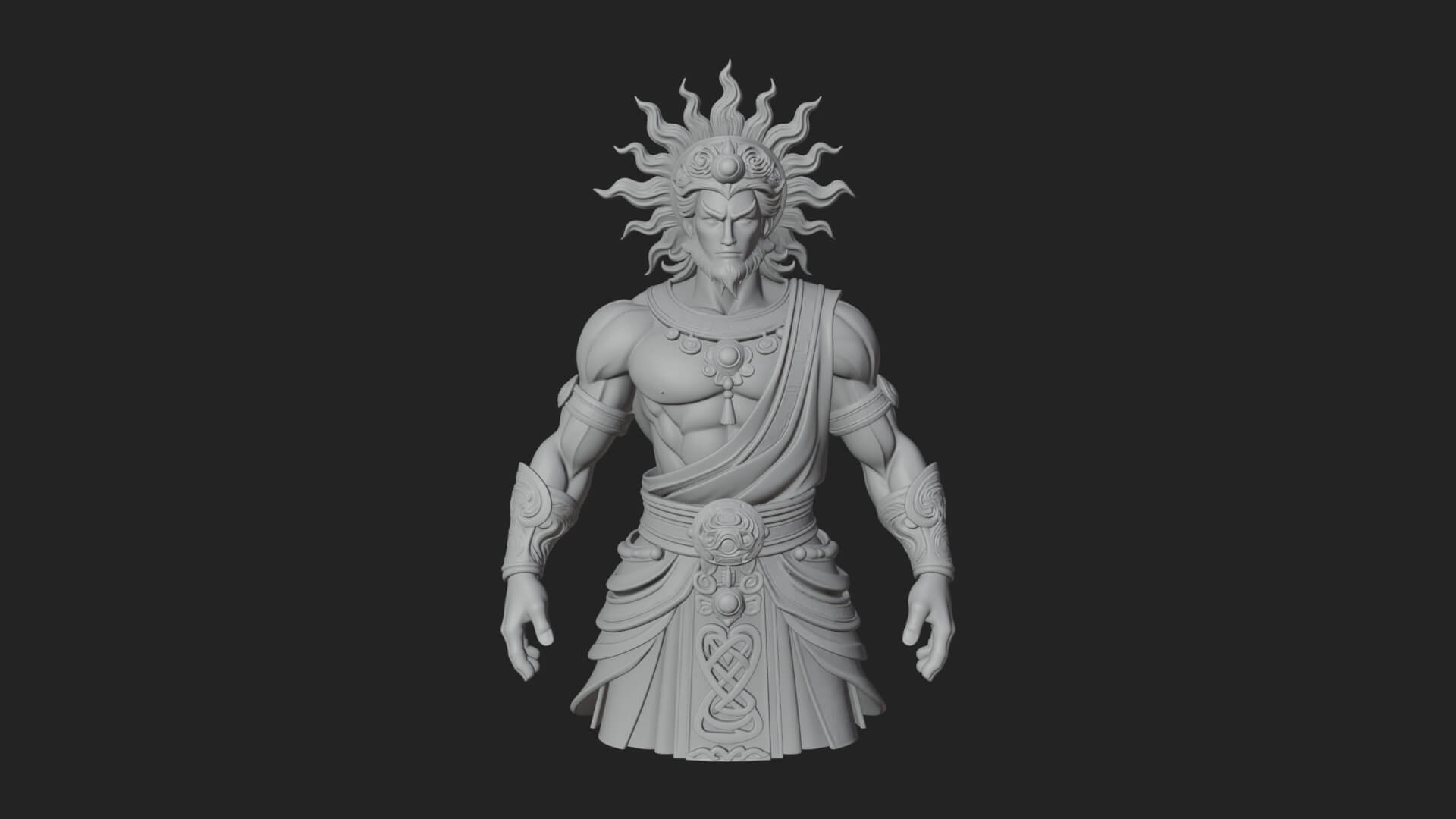 Sun Crowned God Statue Design 4 3D Print Model 3D Model