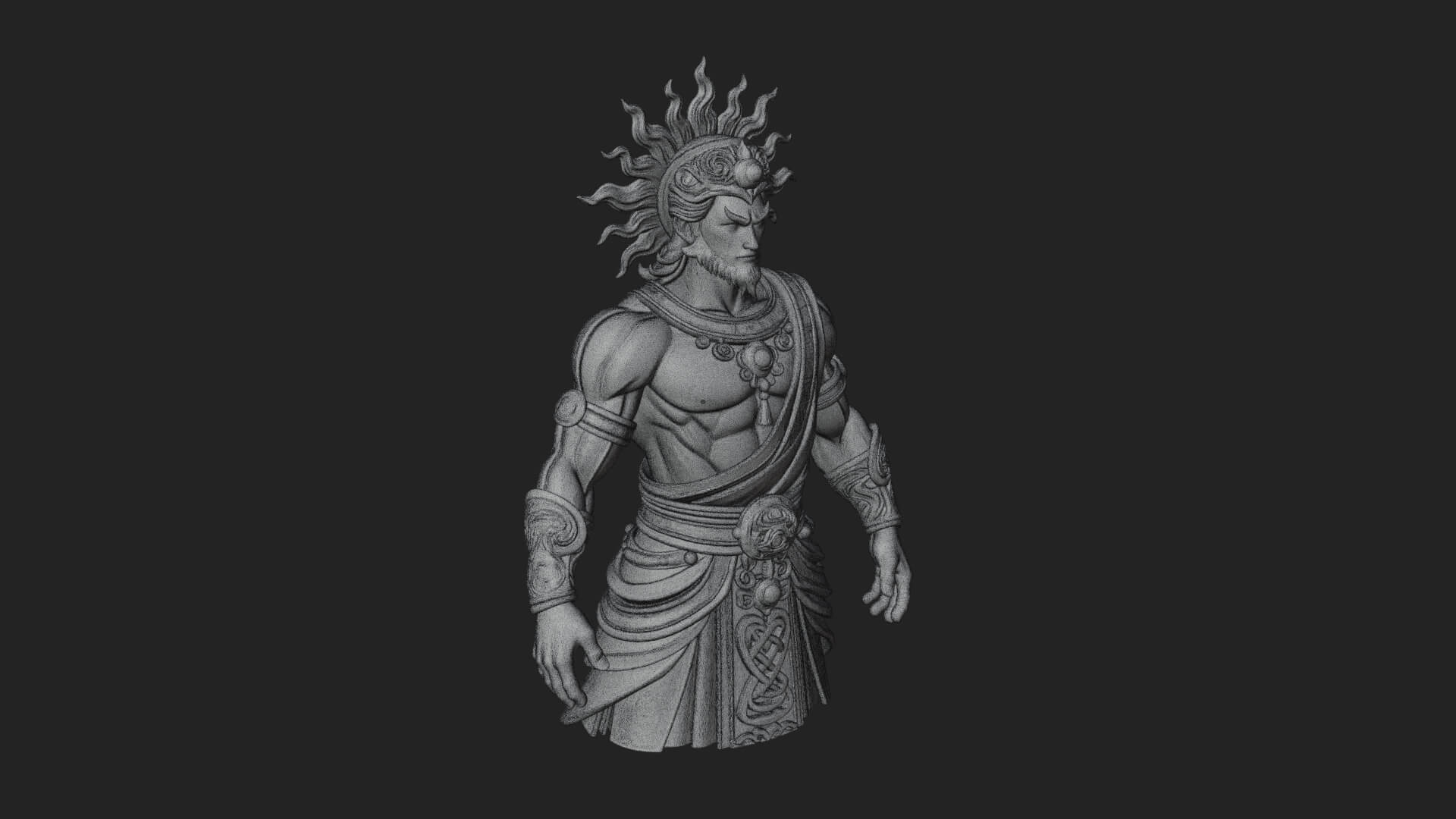 Sun Crowned God Statue Design 4 3D Print Model 3D Model