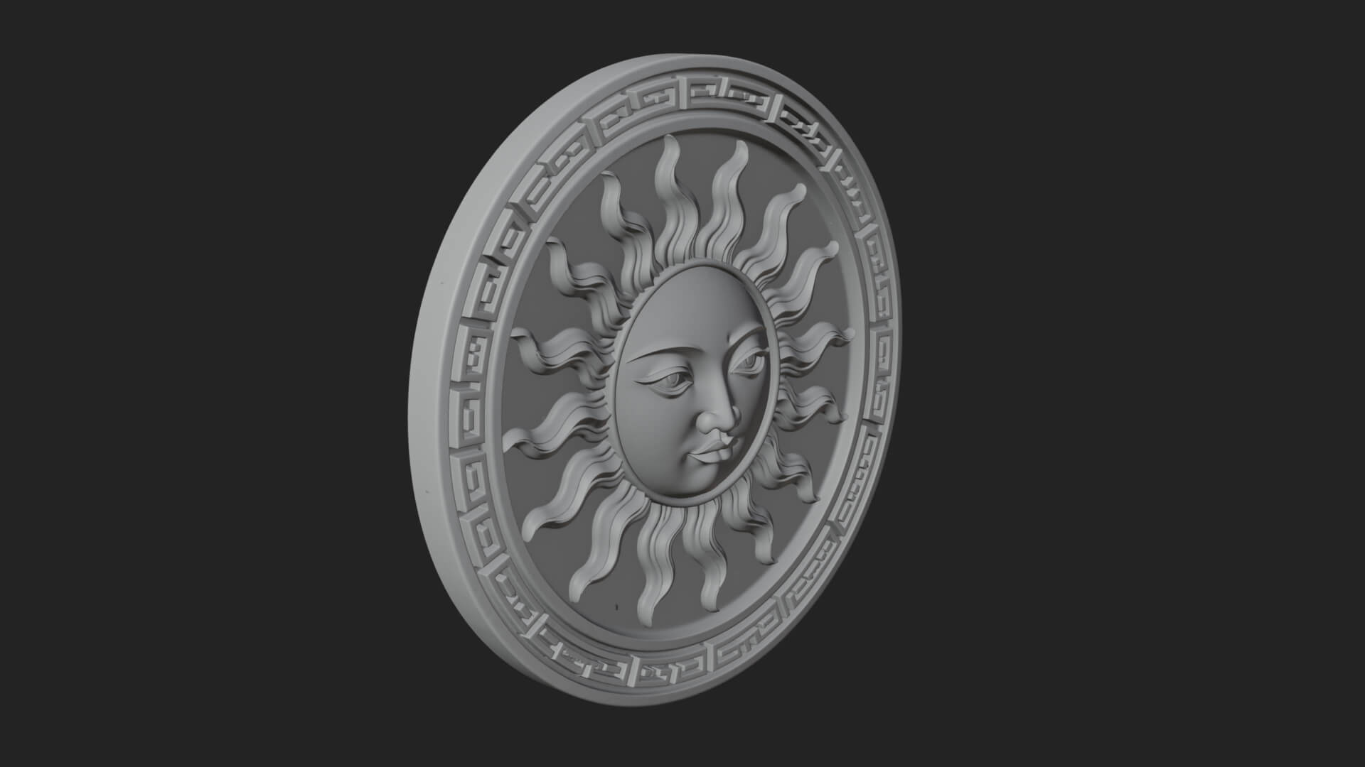 Sun Face Oval Relief Plaque Design 1 3D Print Model 3D Model
