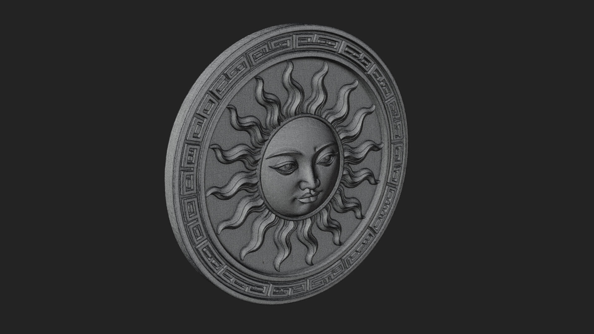 Sun Face Oval Relief Plaque Design 1 3D Print Model 3D Model