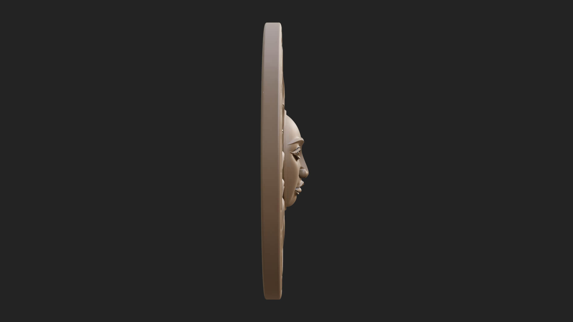 Sun Face Oval Relief Plaque Design 2 3D Print Model 3D Model
