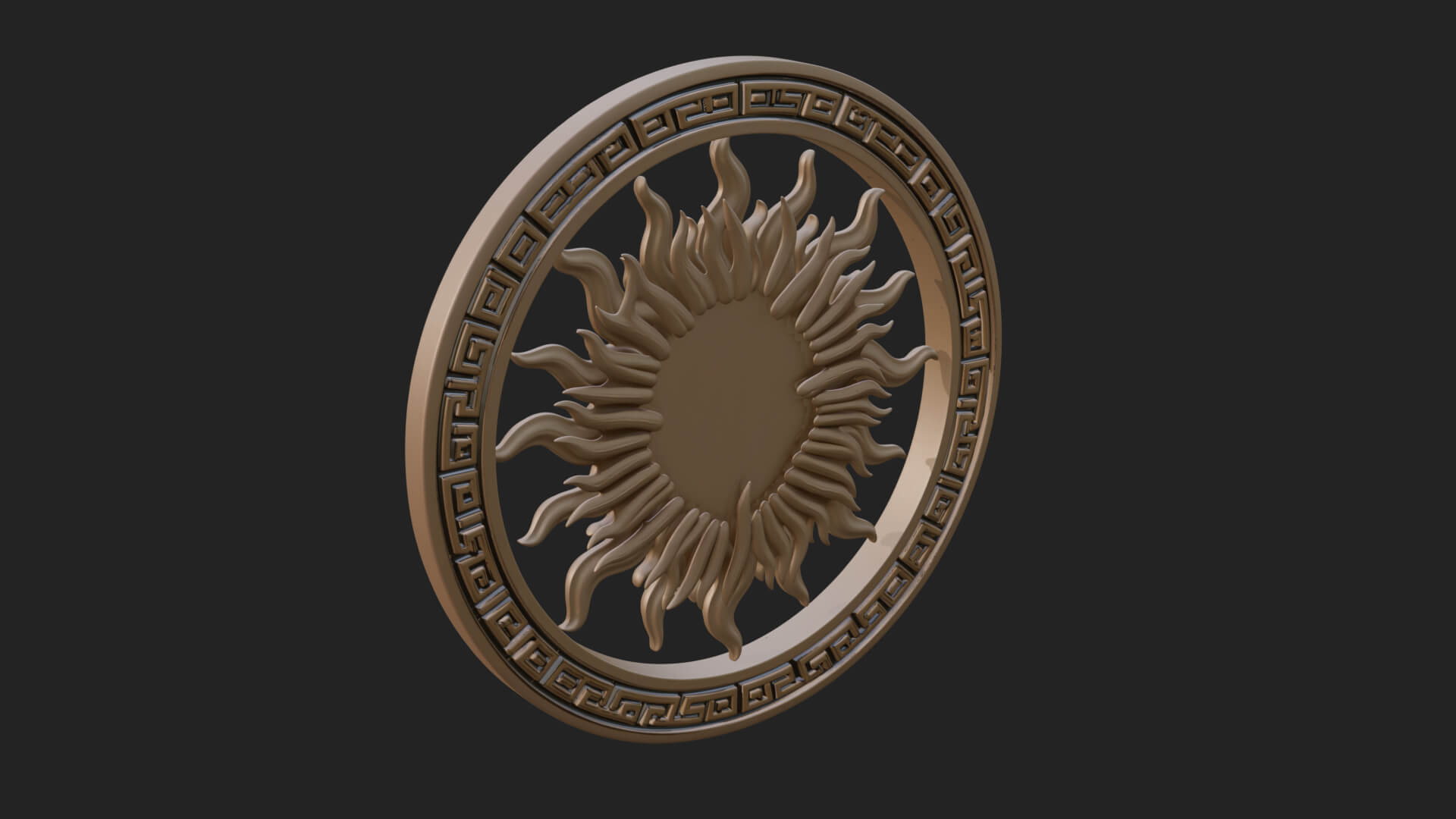 Sun Face Oval Relief Plaque Design 2 3D Print Model 3D Model