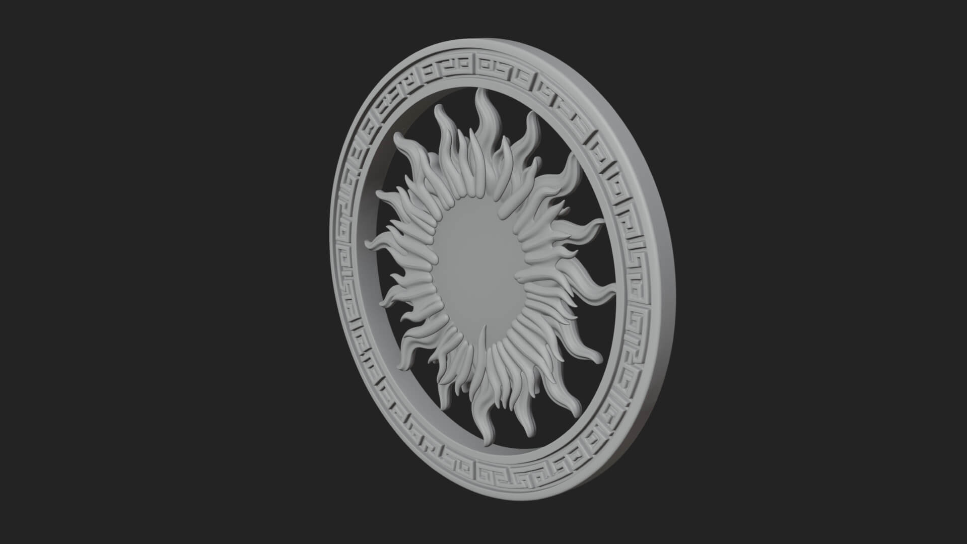 Sun Face Oval Relief Plaque Design 2 3D Print Model 3D Model