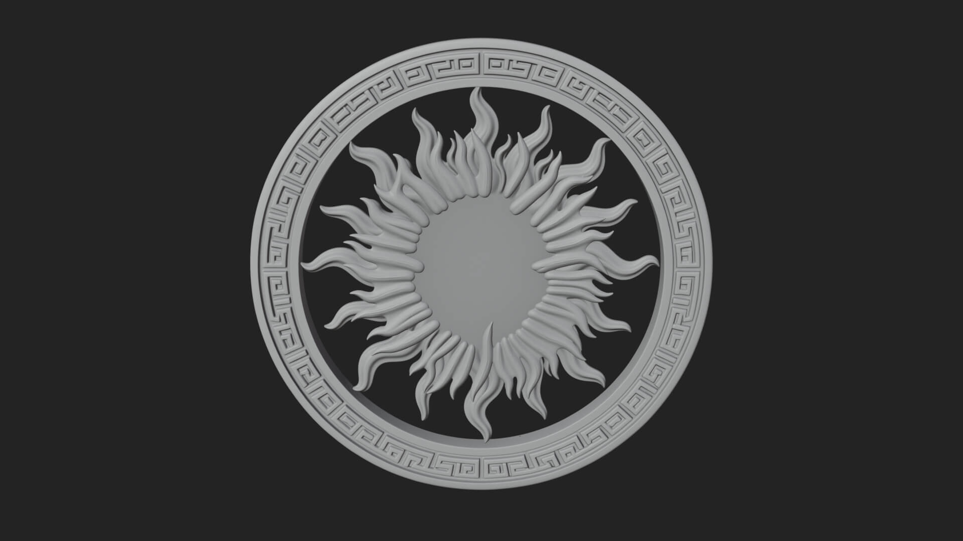 Sun Face Oval Relief Plaque Design 2 3D Print Model 3D Model