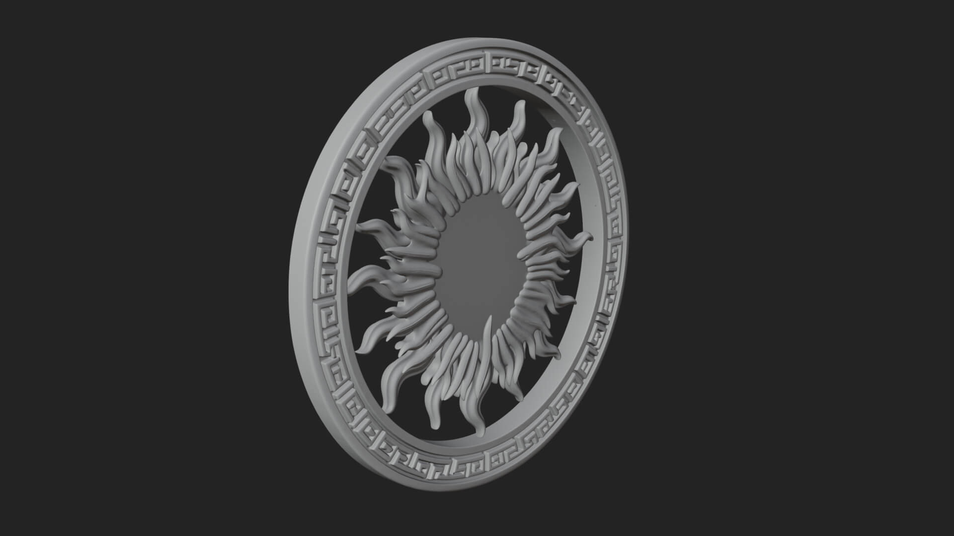 Sun Face Oval Relief Plaque Design 2 3D Print Model 3D Model