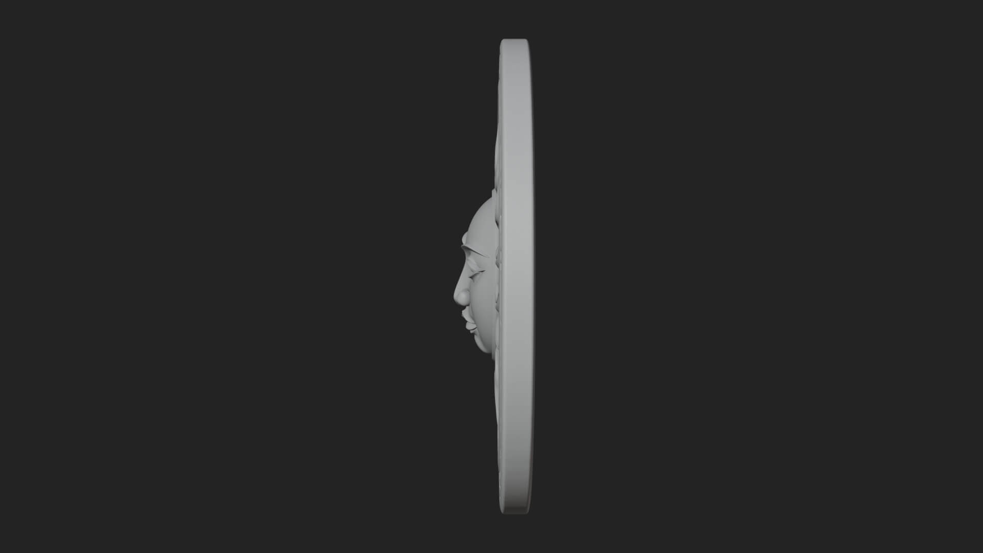 Sun Face Oval Relief Plaque Design 2 3D Print Model 3D Model