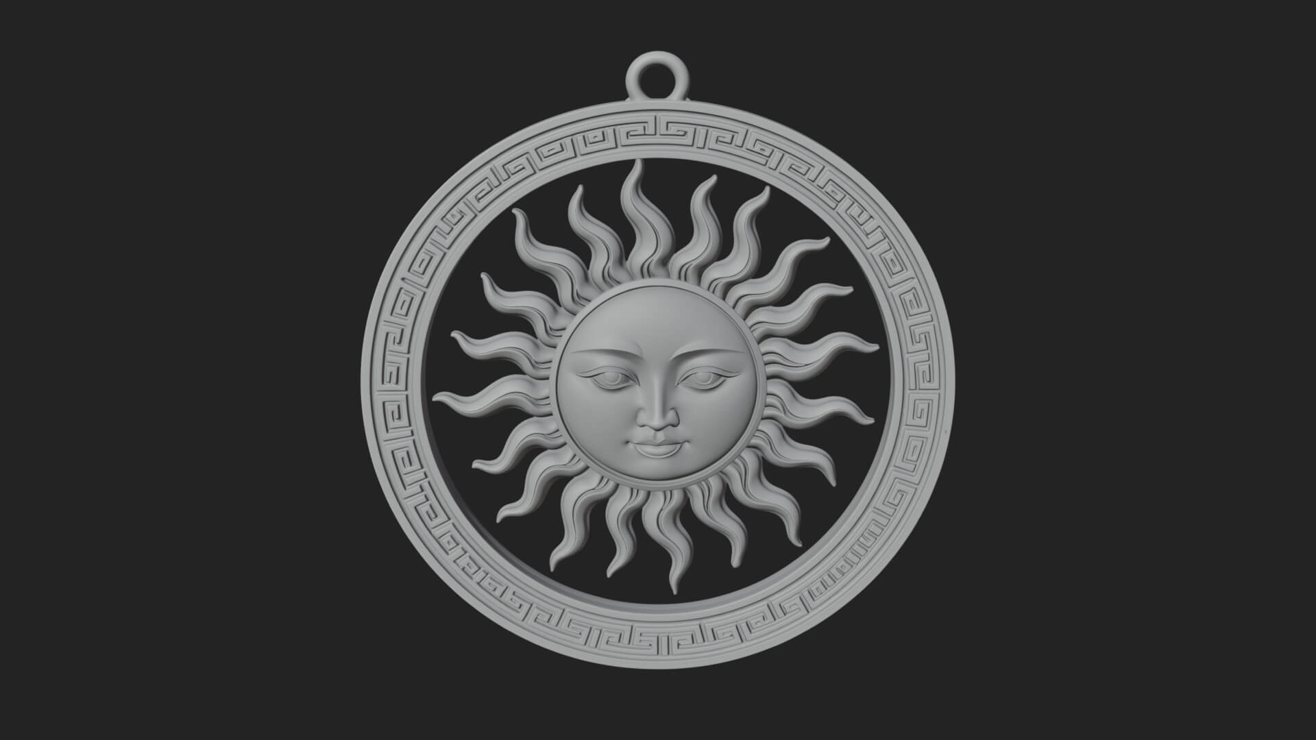 Sun Face Oval Relief Plaque Design 3 3D Print Model 3D Model