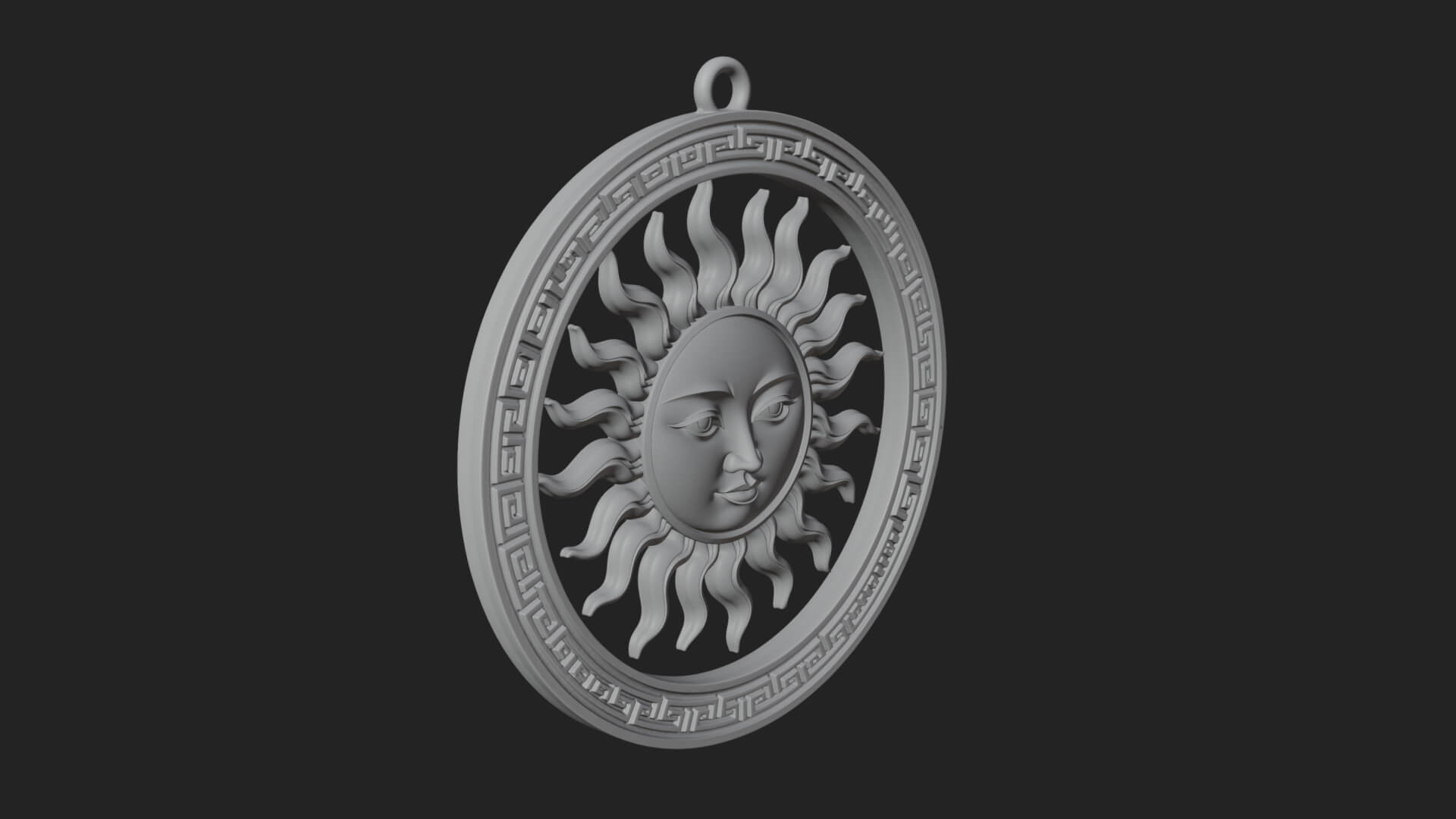 Sun Face Oval Relief Plaque Design 3 3D Print Model 3D Model