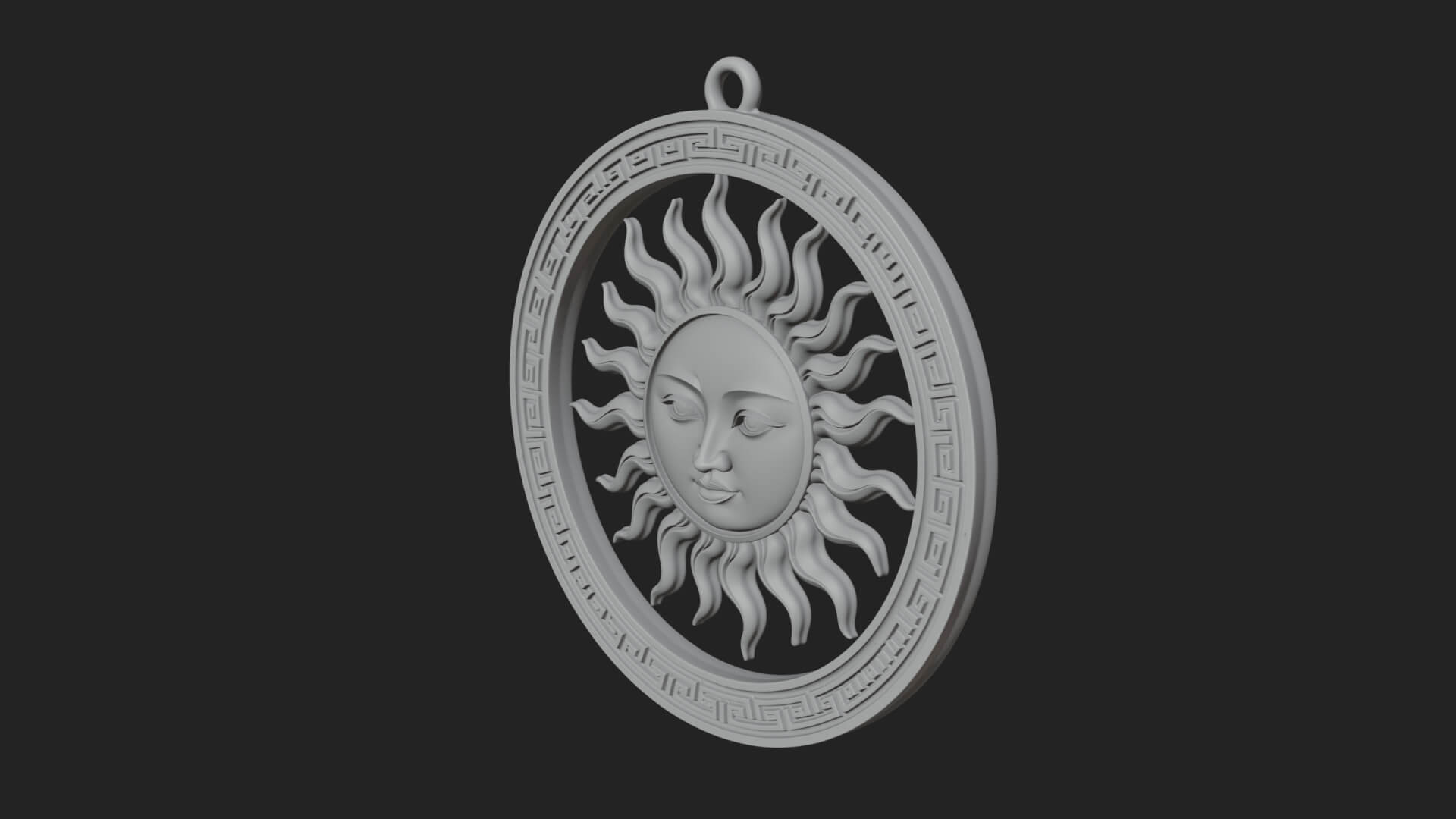 Sun Face Oval Relief Plaque Design 3 3D Print Model 3D Model