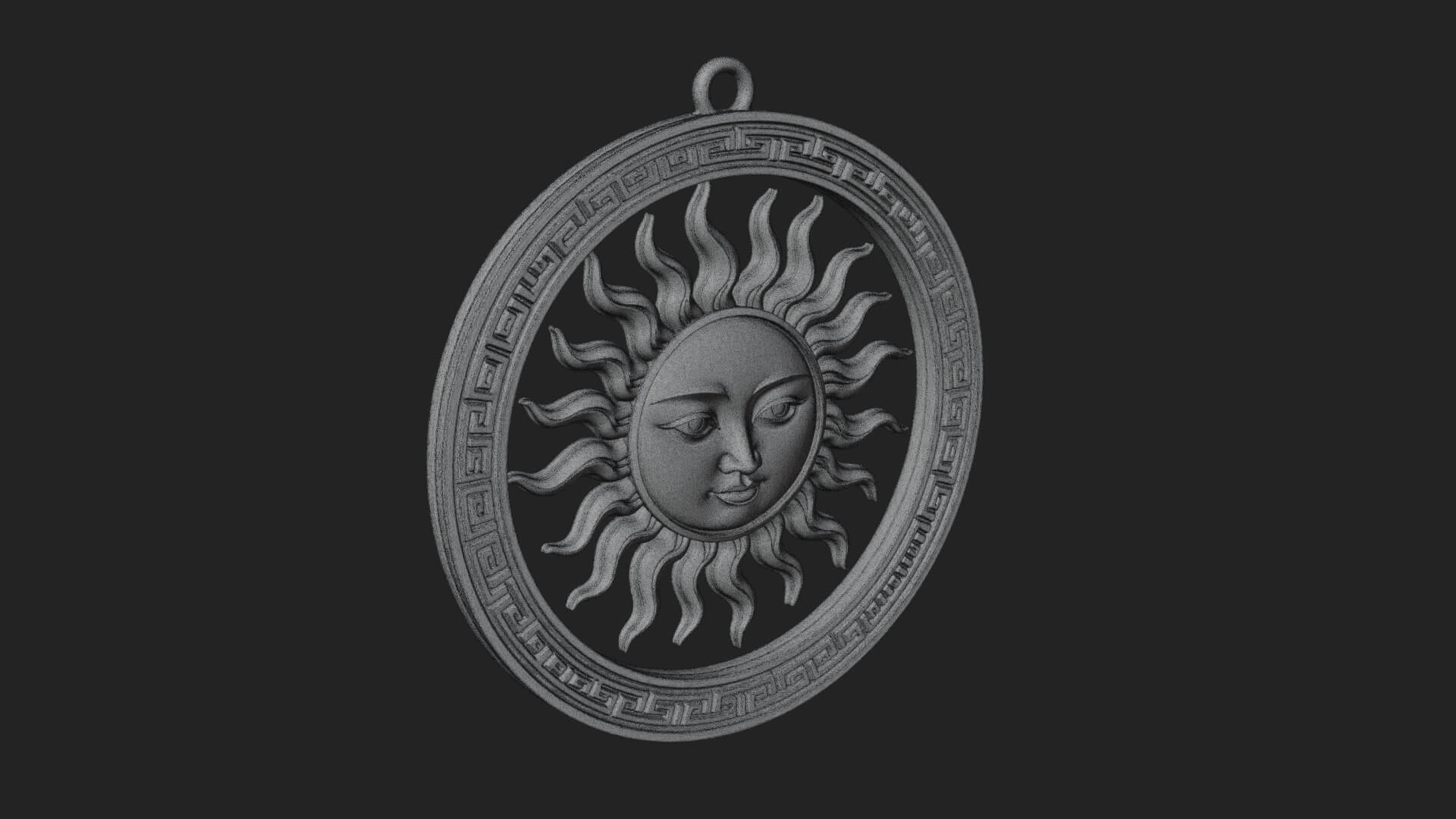 Sun Face Oval Relief Plaque Design 3 3D Print Model 3D Model